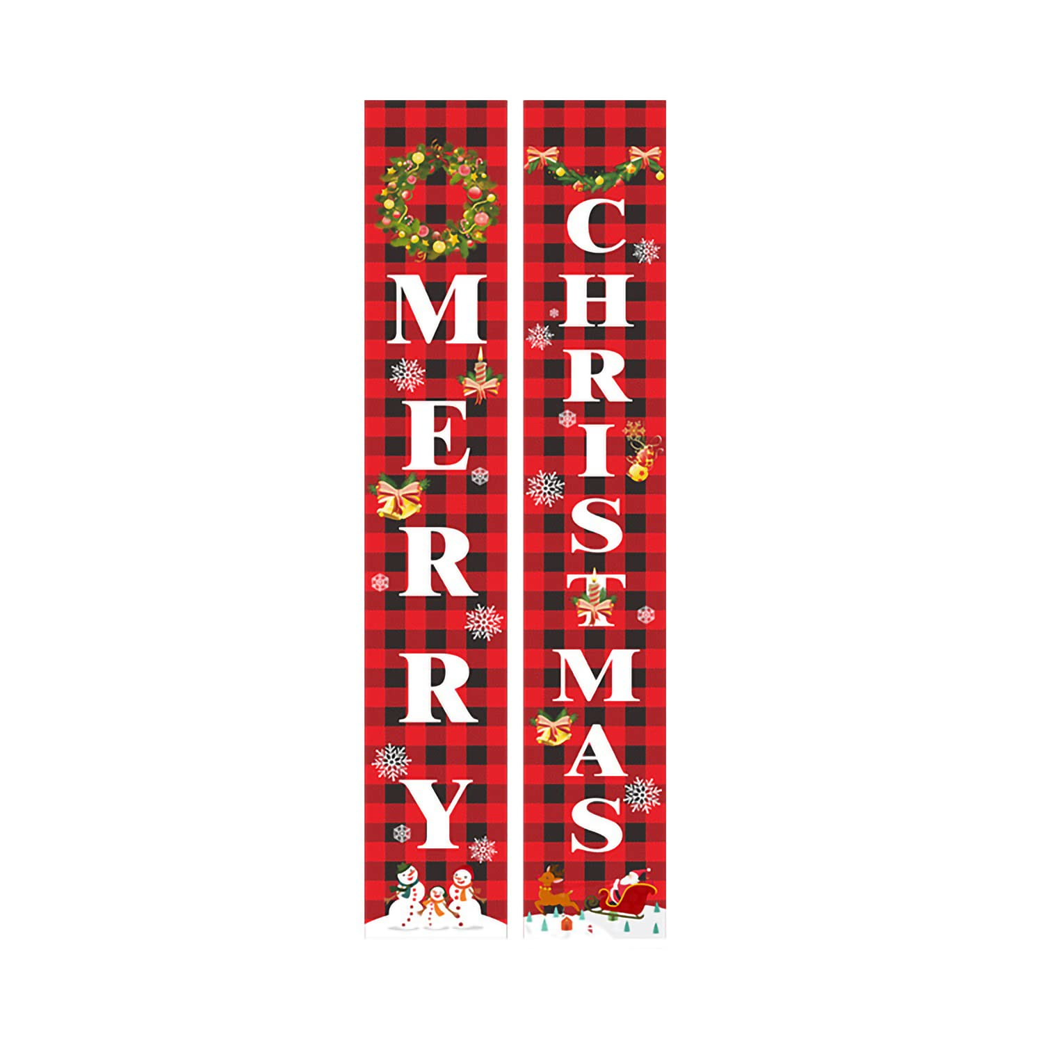 GIOD Christmas Porch Sign, Christmas Decoration, Yard Signs, Merry Christmas Decoration Banner, Decorative Door Curtain Hanging Flag, Christmas Holiday Home Outdoor Porch Sign image number 1