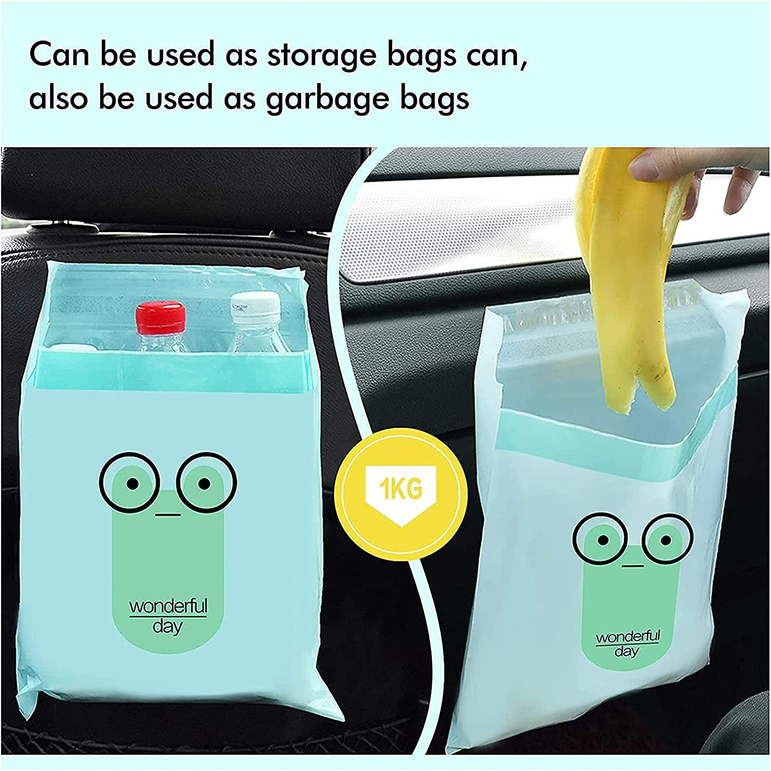 VIYNRAN Car Garbage Bags, 60 PCS Mix Color Easy Stick-On Disposable Auto Trash Bags Paste Type with No Trace Strong Sticky Strip Portable Hanging Rubbish Bag,Storage Bag for Home,Kitchen, Office image number 3