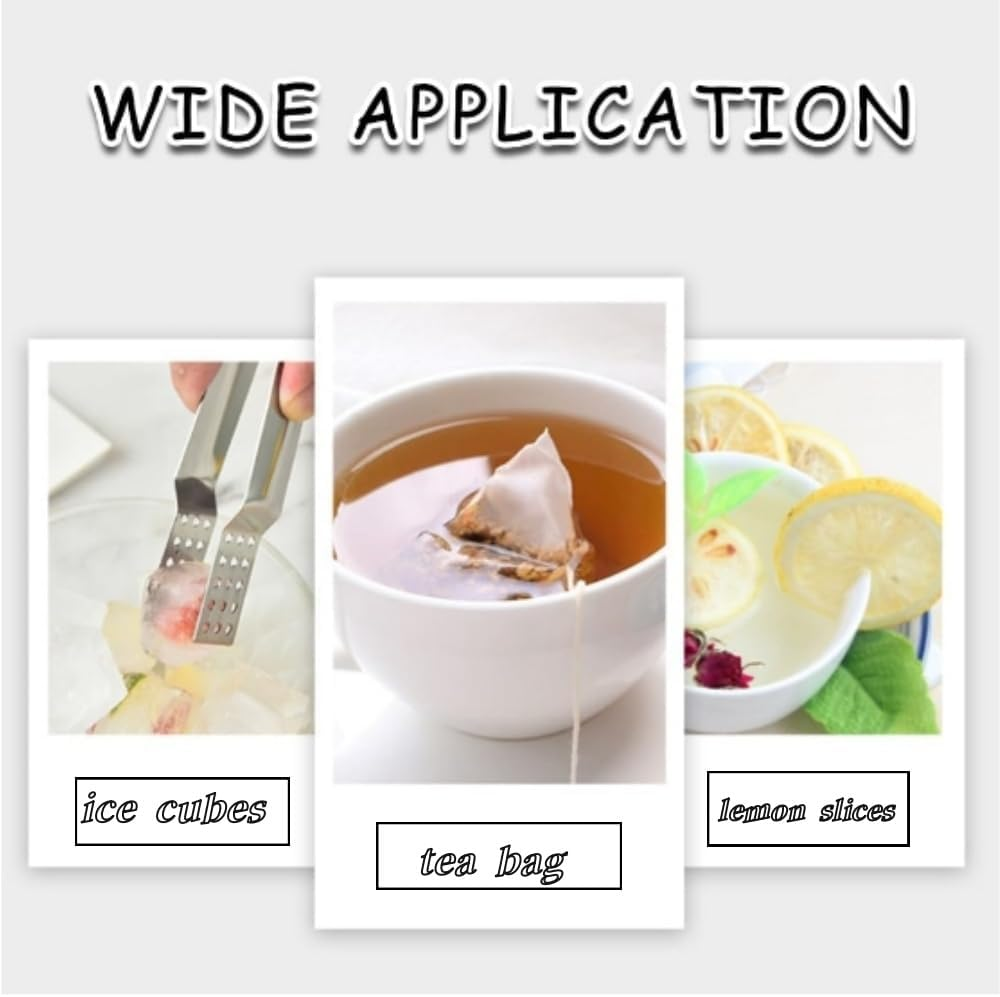 Fabselection Tea Bag Squeezer Tongs, 2Pack Stainless Steel Tong Tea Strainer Loose Leaves with Hole Kitchen Tea Sugar Ice Tong, Teabag Squeezer Strainer Holder image number 1