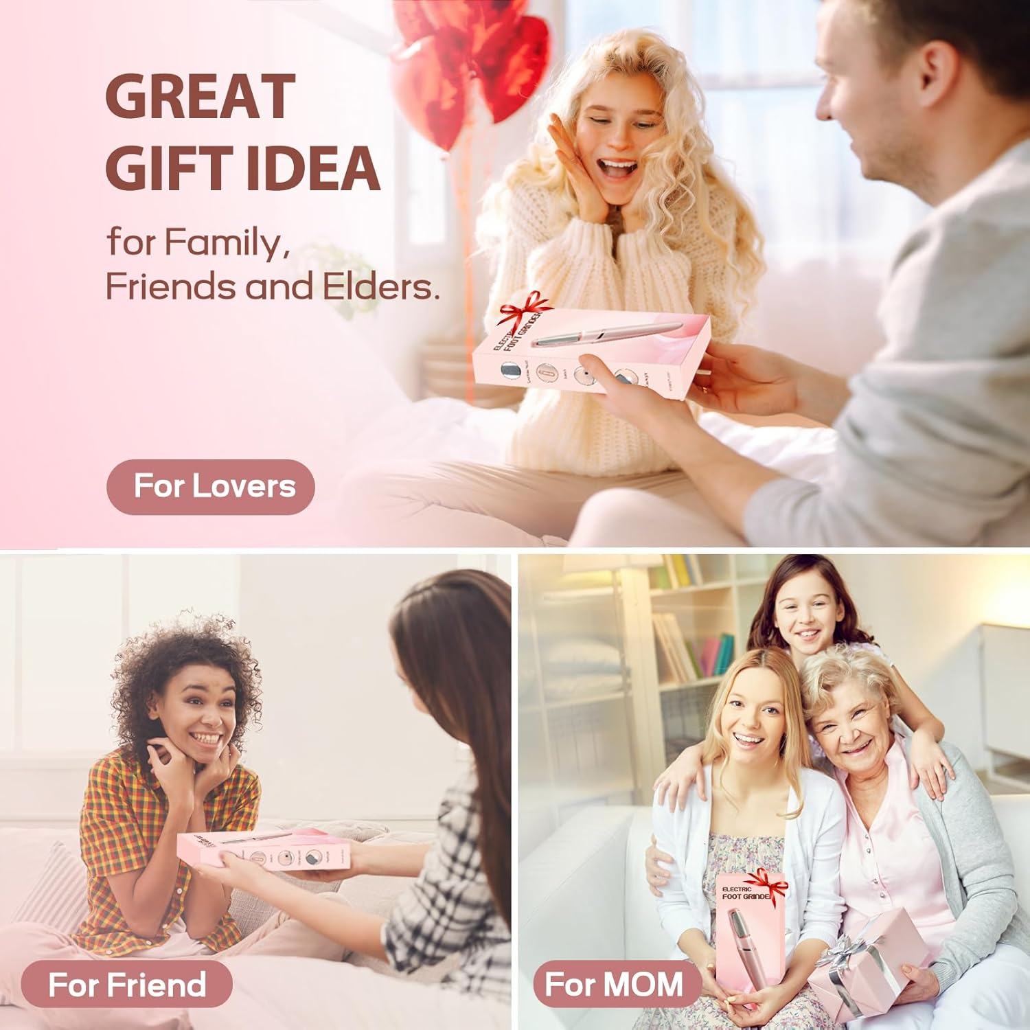 ZABOUL Electric Foot Callus Remover, Callus Remover for Feet Rechargeable Portable Pedicure Tool Kit, Smooth Pedicure Wand for Feet Care, Removes Dry Hard & Dead Skin Ideal Gift (White) image number 3