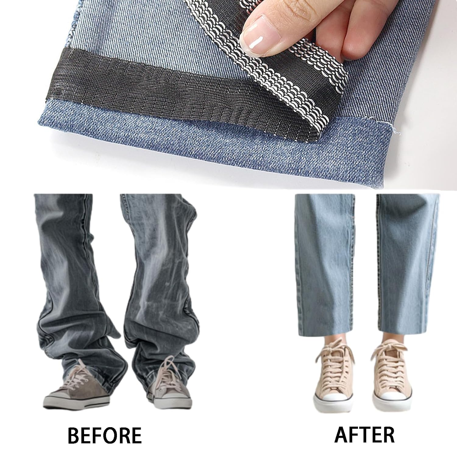 Iron-On Instant Hem Tape 25Mm X 5M for Trousers & Jeans, No-Sew Permanent Hemming, Washable Adhesive for Pants Alterations - Black