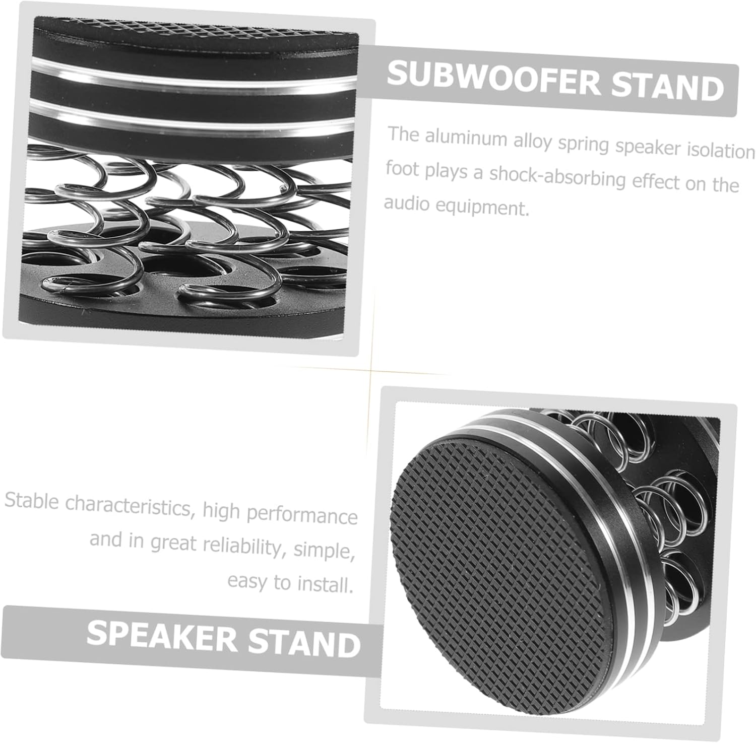 CONGARTENO 4Pcs Speaker Isolation Pads with Spring Vibration Dampers for Hifi Amplifier and Subwoofer, Black Anti-Vibration Speaker Spikes Feet for Home Audio Equipment image number 1