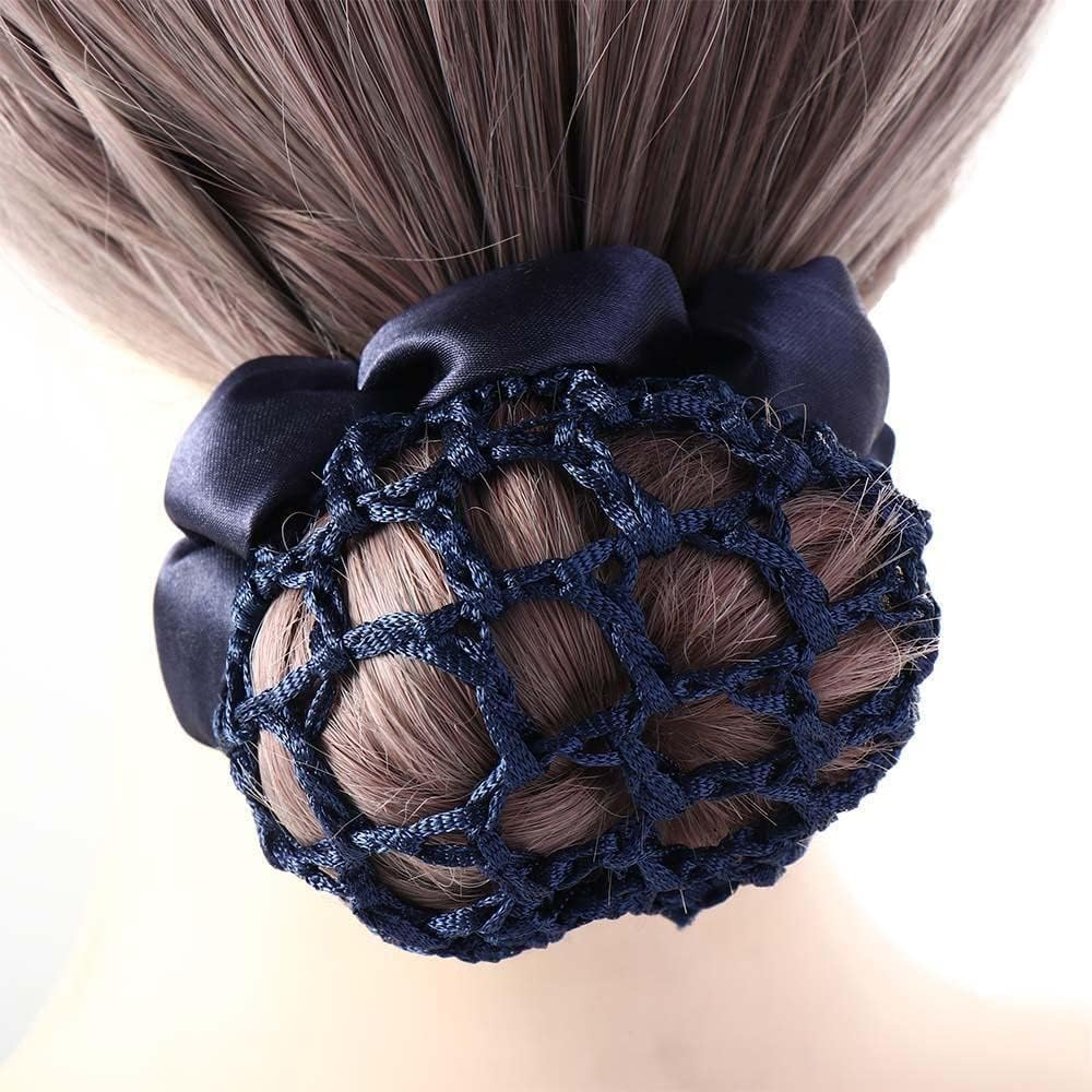 Black Women Hair Accessory Set - Crochet Bun Cover, Elastic Headdress with Ponytail Holders, Barrettes, Bun Shapers image number 3