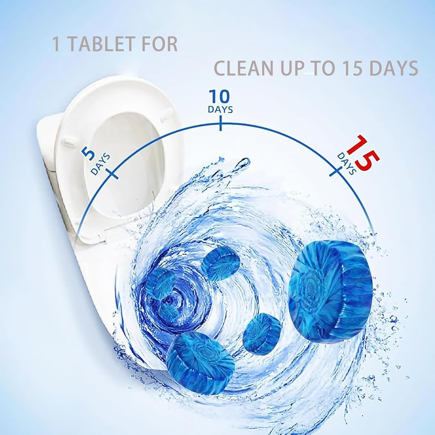 20 Pack Household Automatic Toilet Bowl Cleaner Tablets with No Fragrance, Bathroom Toilet Tank Cleaner Deodorizers (Blue) image number 1