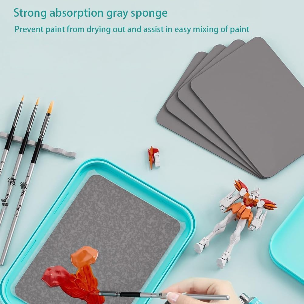 ADTZYLD Stay Wet Palette for Acrylic Miniature Painting Kit 50PCS Paper,2 Sponges,Brush Holder,Paint Saver Tray for Warhammer 40K,Oil & Watercolor - Artist Gift Set (1 Set Wet Palette Original) image number 5