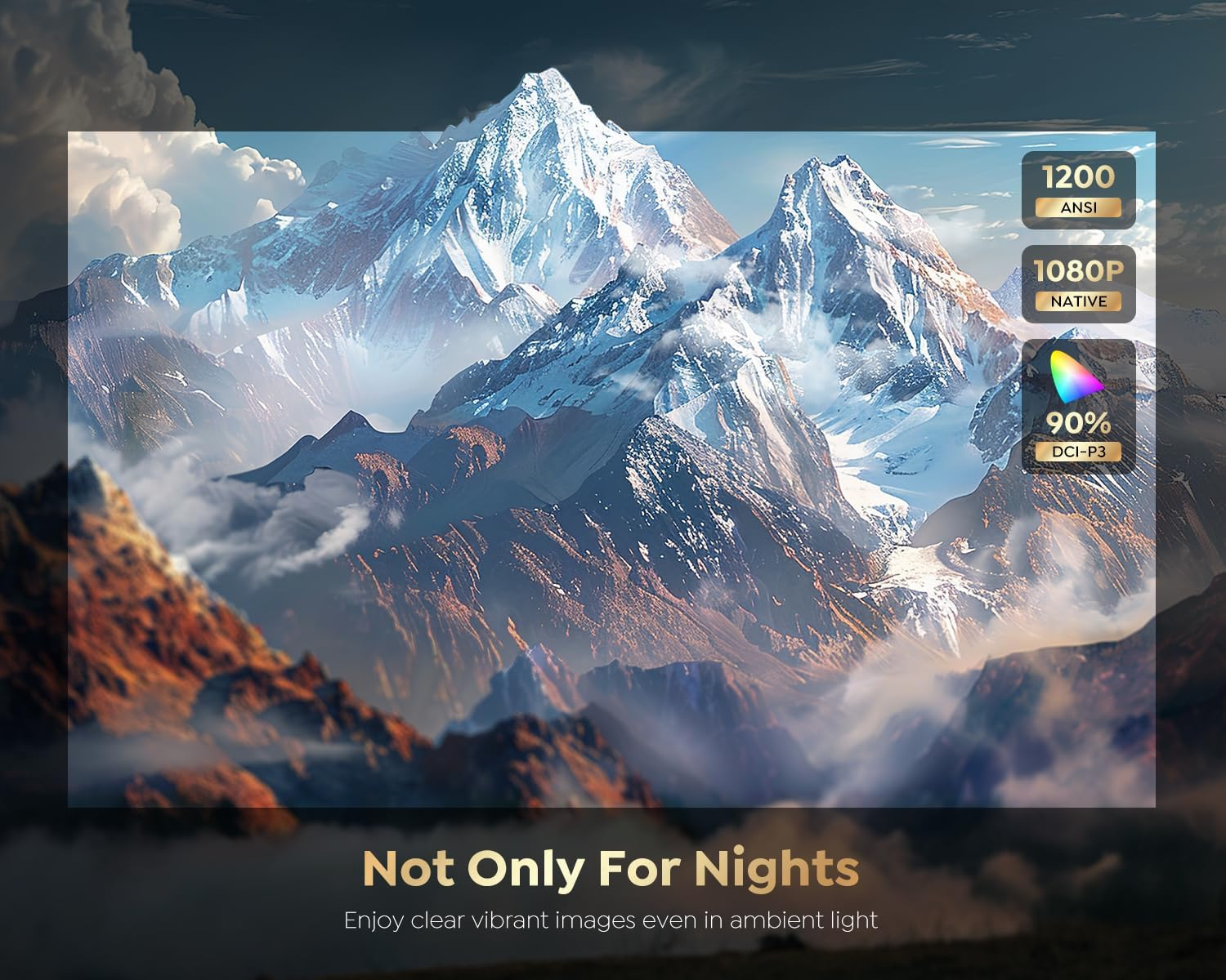 4K Projector【1200 Ansi/Netflix-Licensed Built-In Google Tv/Voice Control】 Real-Time Focus & Keystone Smart Projector, Native 1080P Projector with Wifi 6 and Two-Way Bluetooth for Home Ceiling/Outdoor image number 4