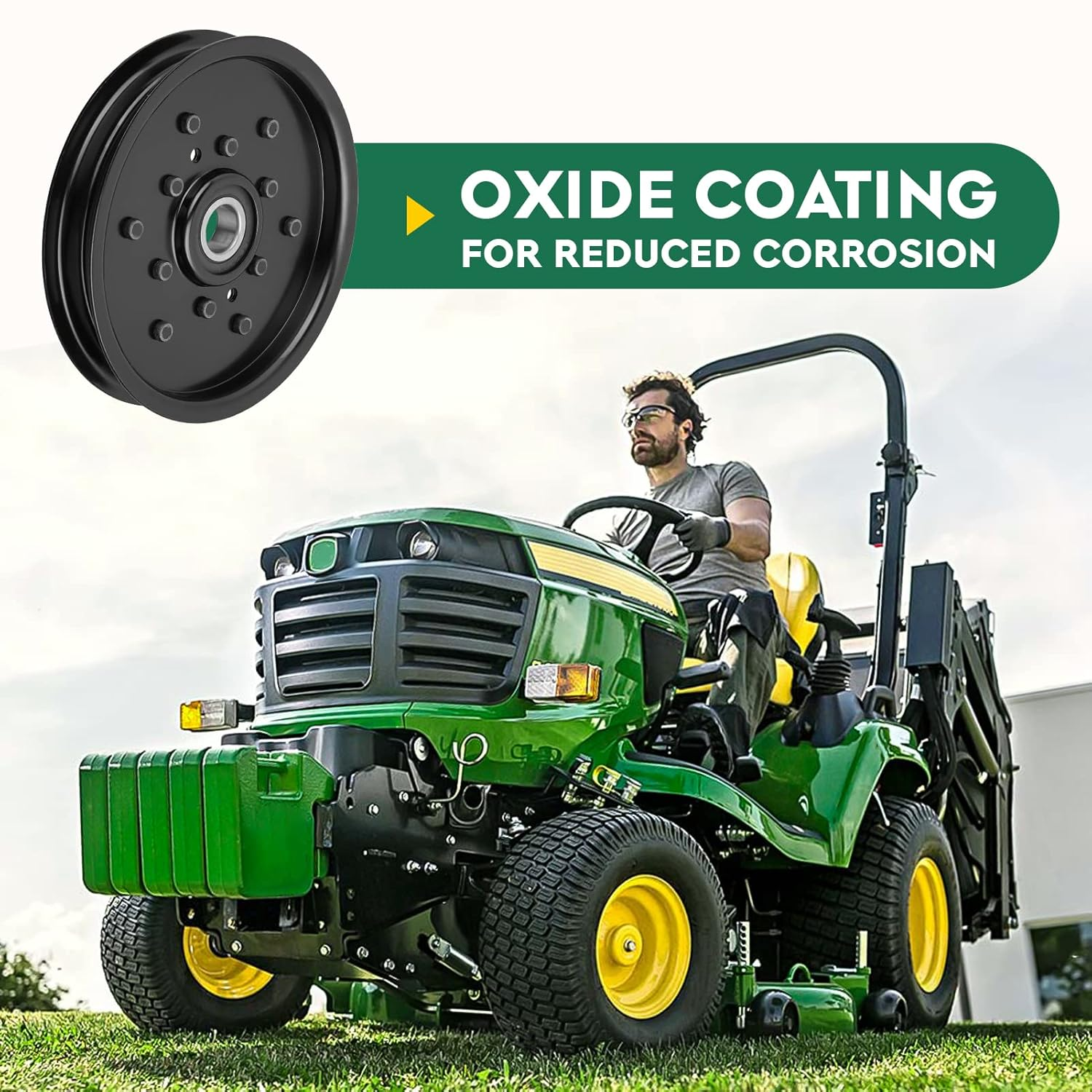 Flat Idler Pulley for John Deere AM106627 AM121602 AUC16698 Fits 335 345 325 LX88 LX78 G100 and Some Sabre with 48" Deck image number 3