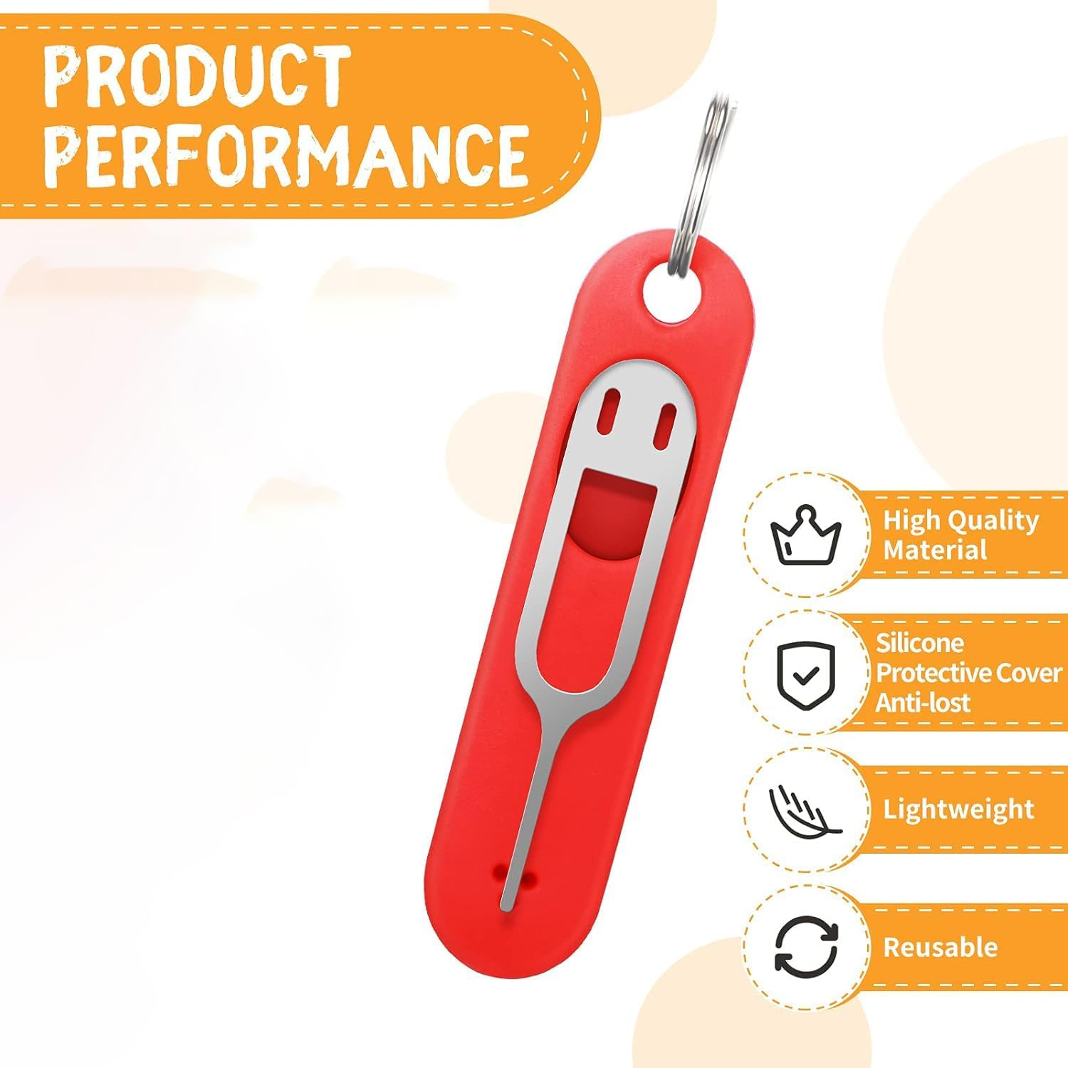 Sim Card Removal Tool Phone Chip Remover Sim Card Unlock Chip Card Pin Tool Sim Card Tray Eject Pin Removal Tools Needle Opener Ejector with Detachable Keychain Charm for Smart Phone, 3 Pieces image number 5