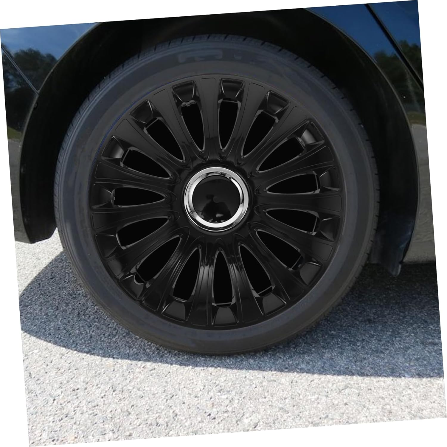 GETAJGHSD 14 Inch Universal Car Wheel Hub Caps Full Black Steel Rim Covers Truck Tire Decorative Hubcaps Replacement Accessories for Vehicles image number 5