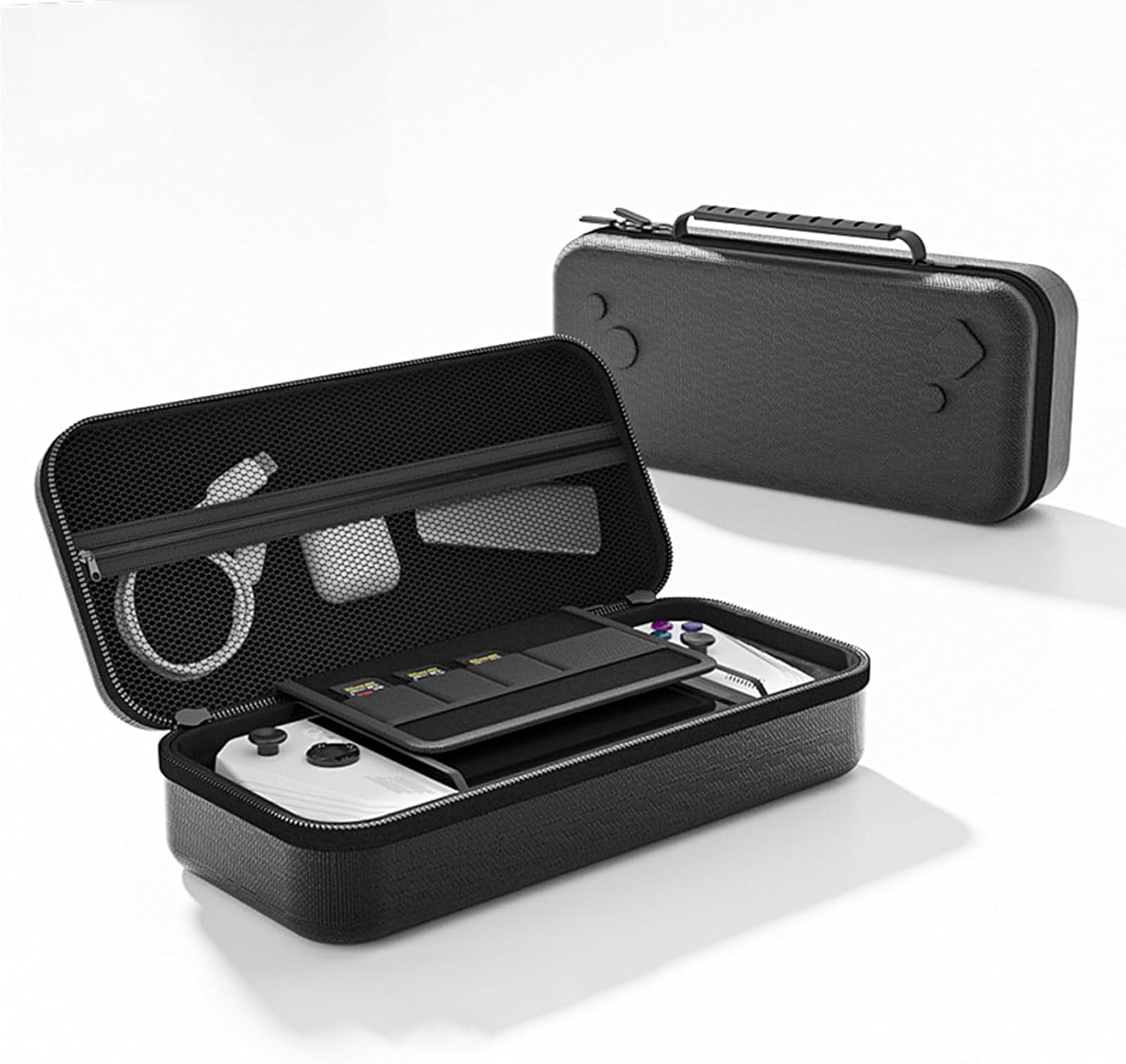 Carry Case Compatible with ASUS ROG Ally X/ROG Ally, Built-In Charger Storage & Slots, Portable Gaming Handheld Hard Case Protective Cover with Soft Inner Linner, Large Capacity Shockproof Bag (Black)