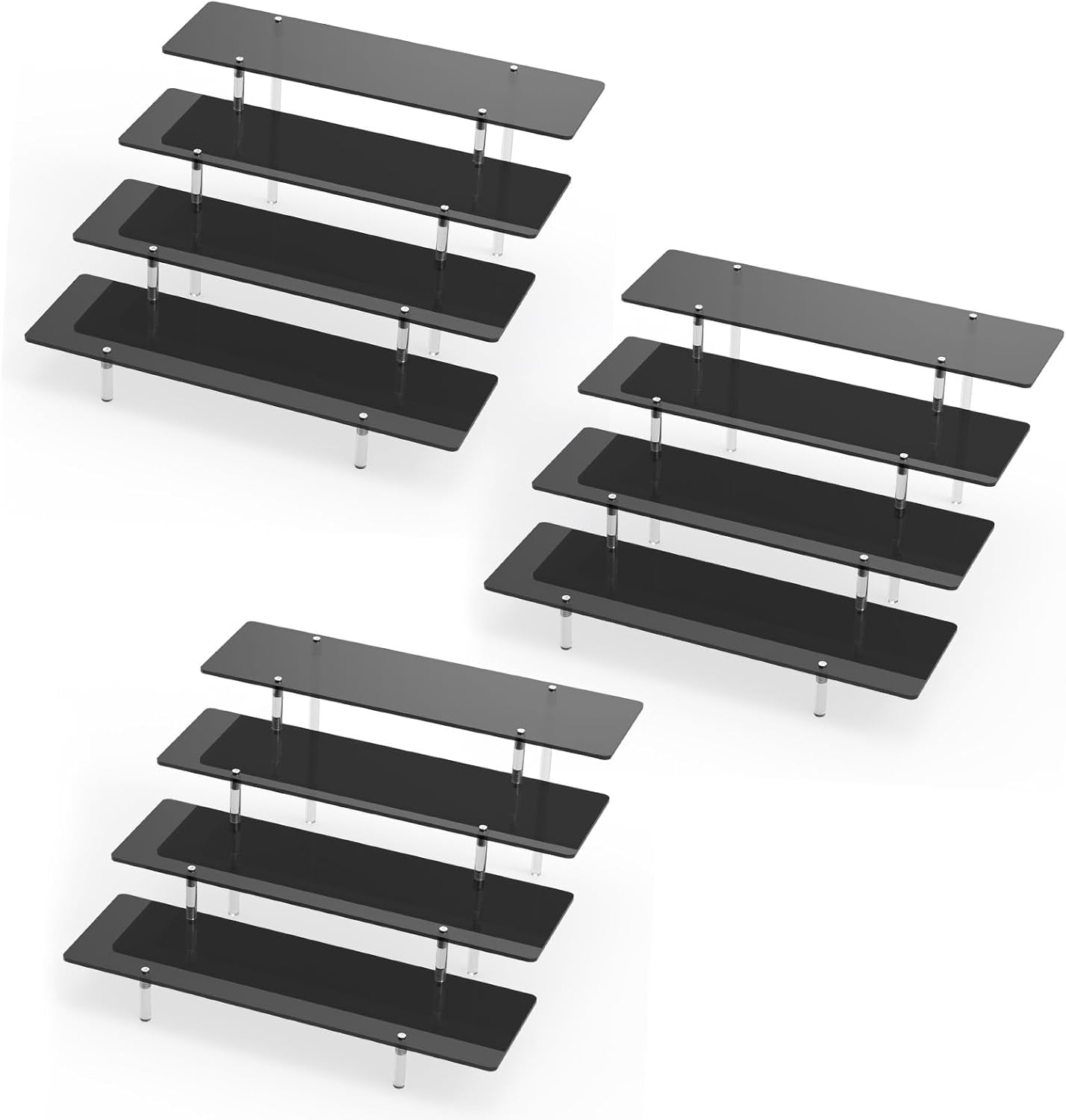 Acrylic Riser Display Stand, Black 4 Tier Cupcake Stand Display Risers Shelf Perfume Cologne Organizer Compatible with Funko Pop Food Dessert Makeup Skincare Cosmetics Lotion Organizer (1 PACK) image number 3