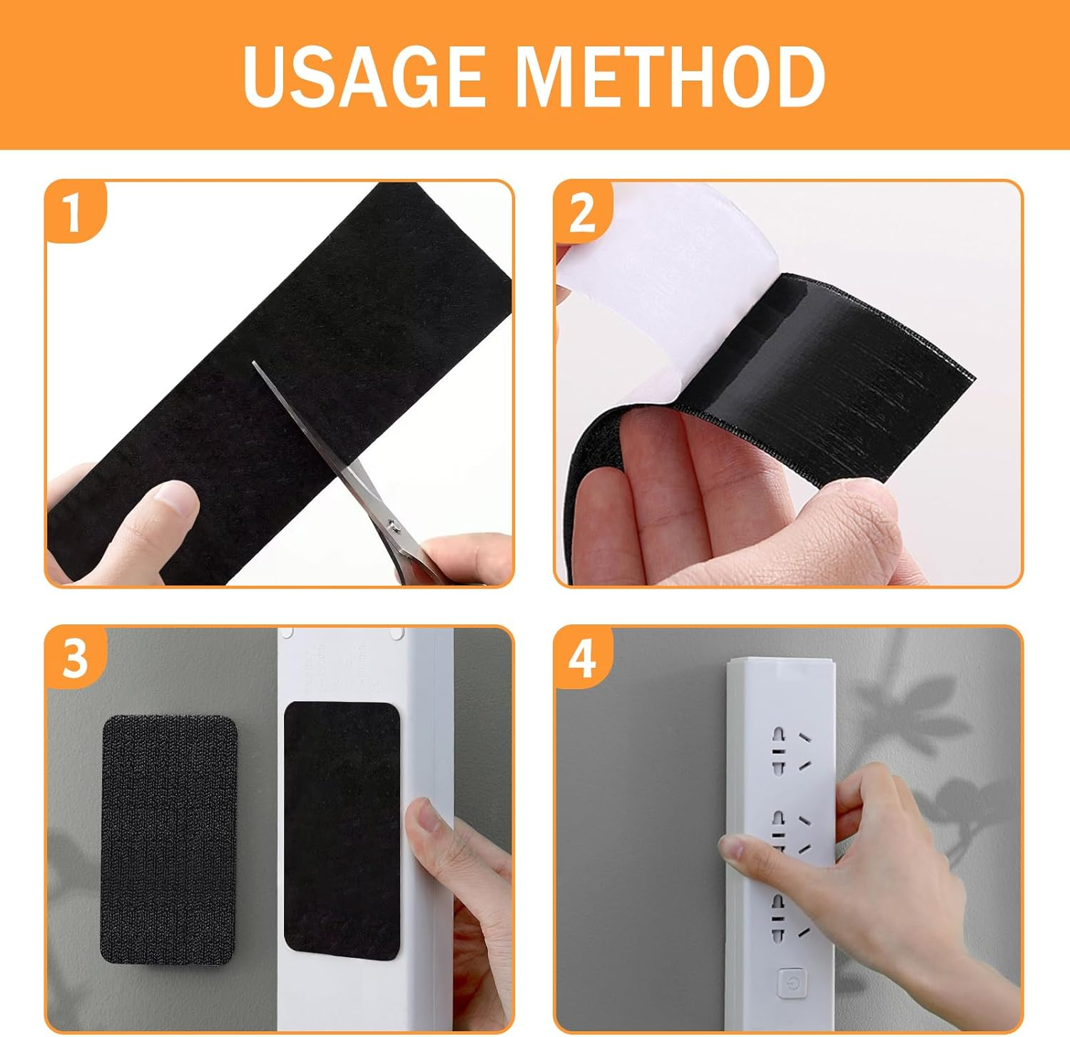 ZCOINS 2In X 16.4Ft Self-Adhesive Hook and Loop Strips Tape Roll Heavy Double Sided Sticky Duty Strips Industrial Strength Sticky Fastener Interlocking Fastener (Black) image number 4