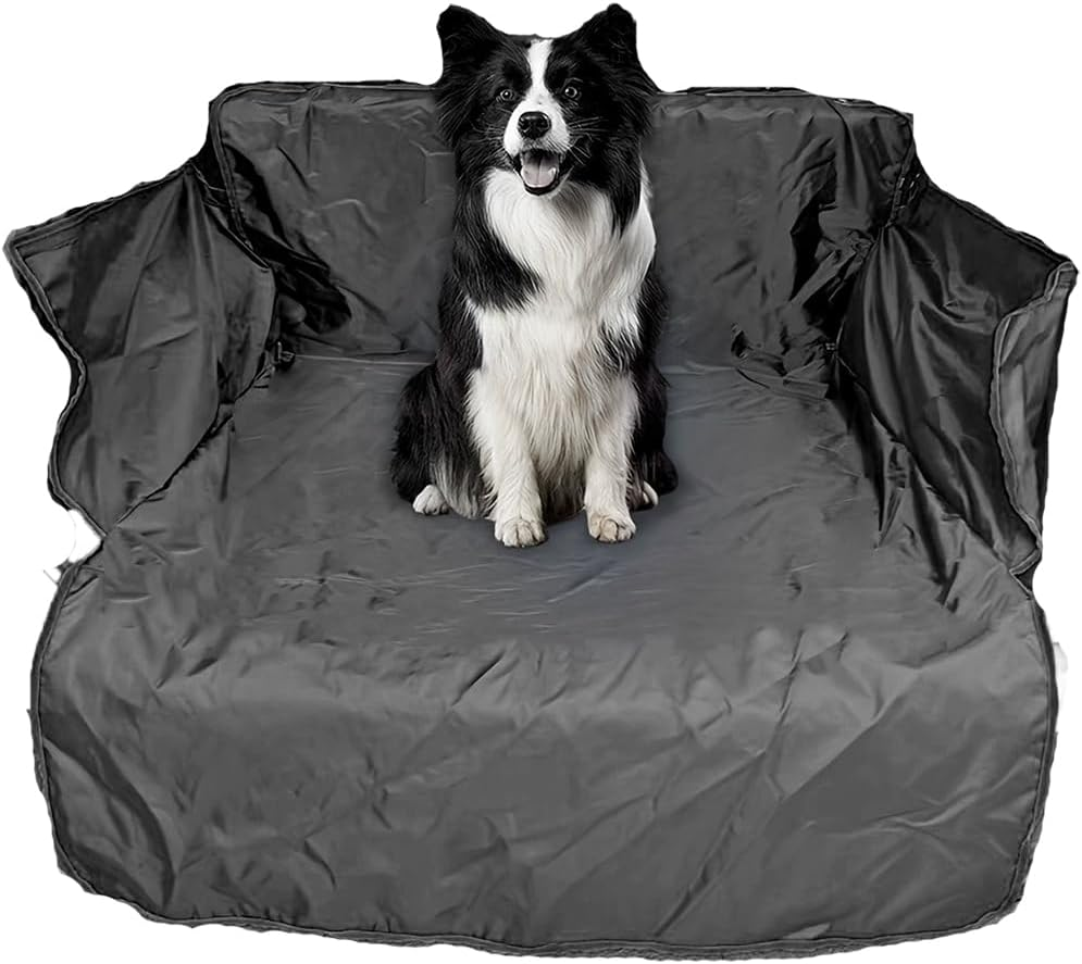 SUYUKU Dog Car Seat Cover Waterproof Black Protector Resistant Dirt Pet Hammock Rear for Dogs and Cat Rear Seat Hammock Fits All Cars Trucks Suvs (Black, Car Trunk) image number 3