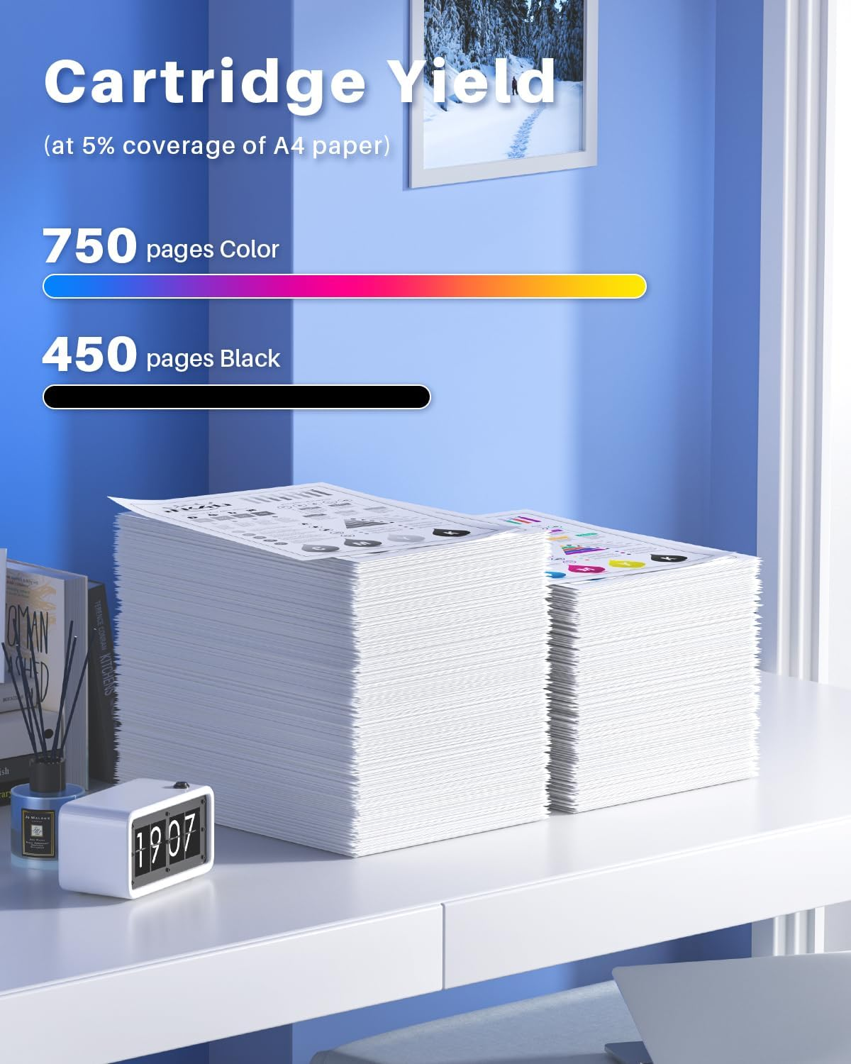 63XL Ink Cartridge Remanufactured for HP Ink 63XL 63 XL Compatible for HP Deskjet 1110 1112 2130 2131 2132 3630 3632 Envy 4520 4522 4523 5424 Officejet 3830 4650 5220 Printer（Black & Tricolor） image number 5