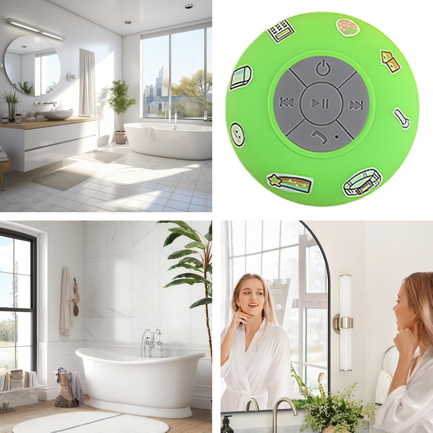 Portable Speaker Waterproof, Bathroom Speaker, Stereo Sound Waterproof Suction Cup Music Player for Shower Home Party Beach Bathroom Travel - Blue image number 7