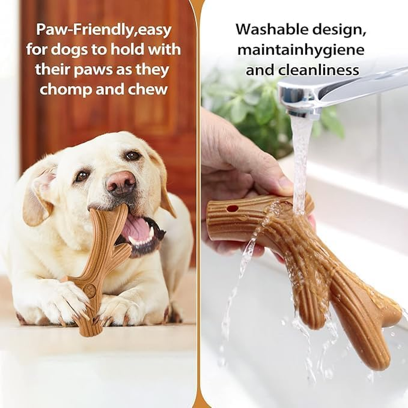 Beiqilian Antler Dog Chew Toy, Indestructible Toughg Dog Chew Toys, Teeth Grinding Bite Resistant Boredom Relief Antler Pet Teething Stick for Small Medium Large Dogs image number 2