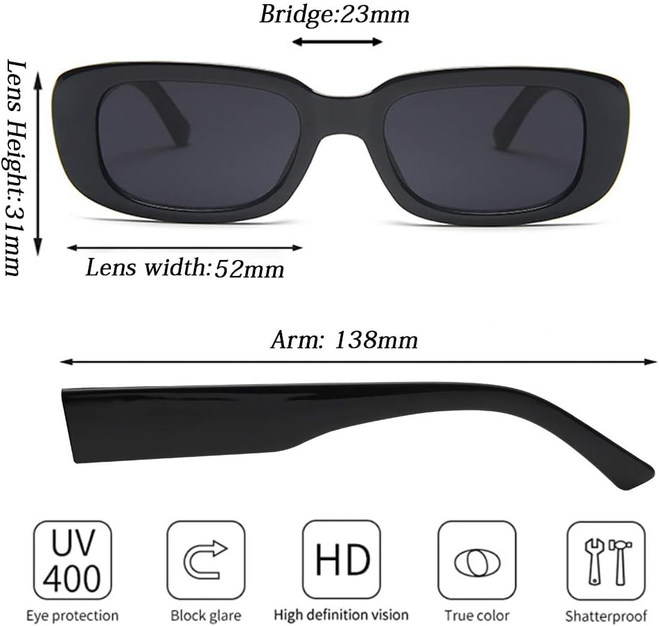 Tskestvy 4 Pieces Retro Vintage Sunglasses Small Square Rectangle 90S Glasses Trendy Y2K for Women Aesthetic Accessories image number 1