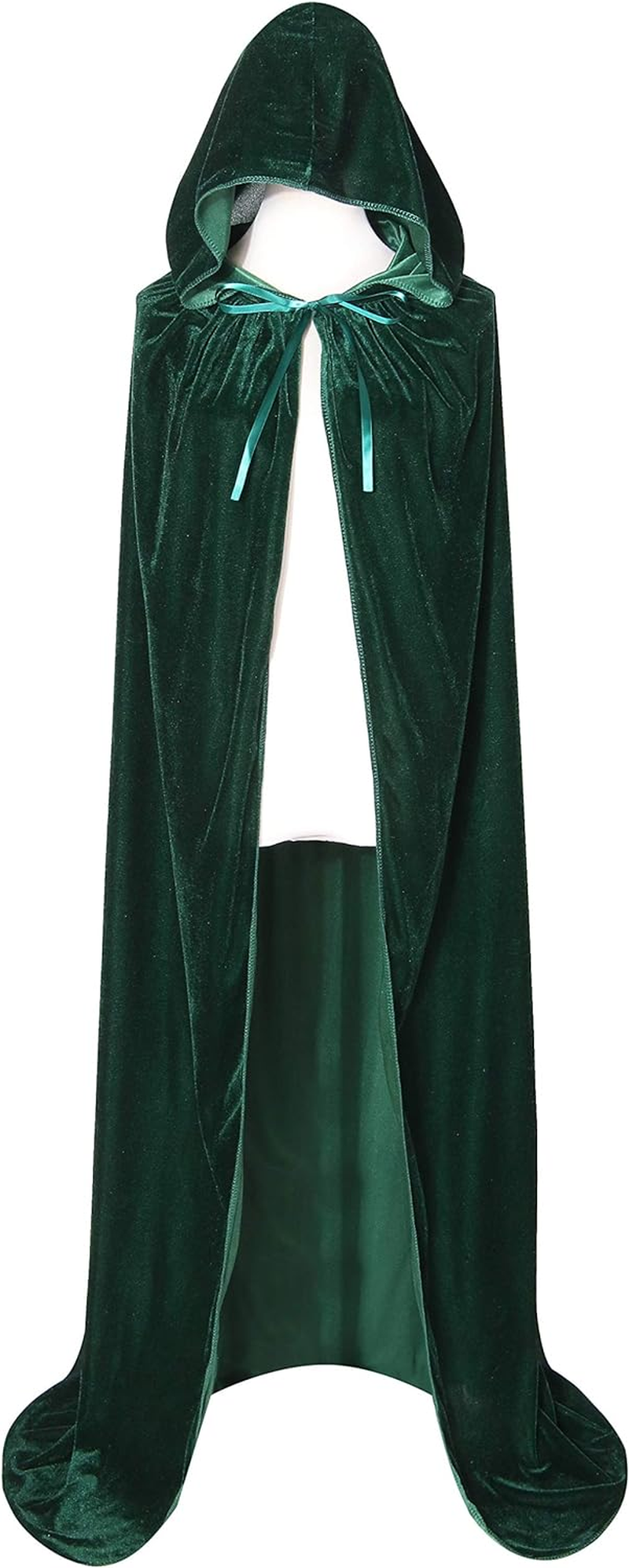 BIGXIAN Full Length Hooded Velvet Cloak Halloween Christmas Fancy Cape Costumes 59"