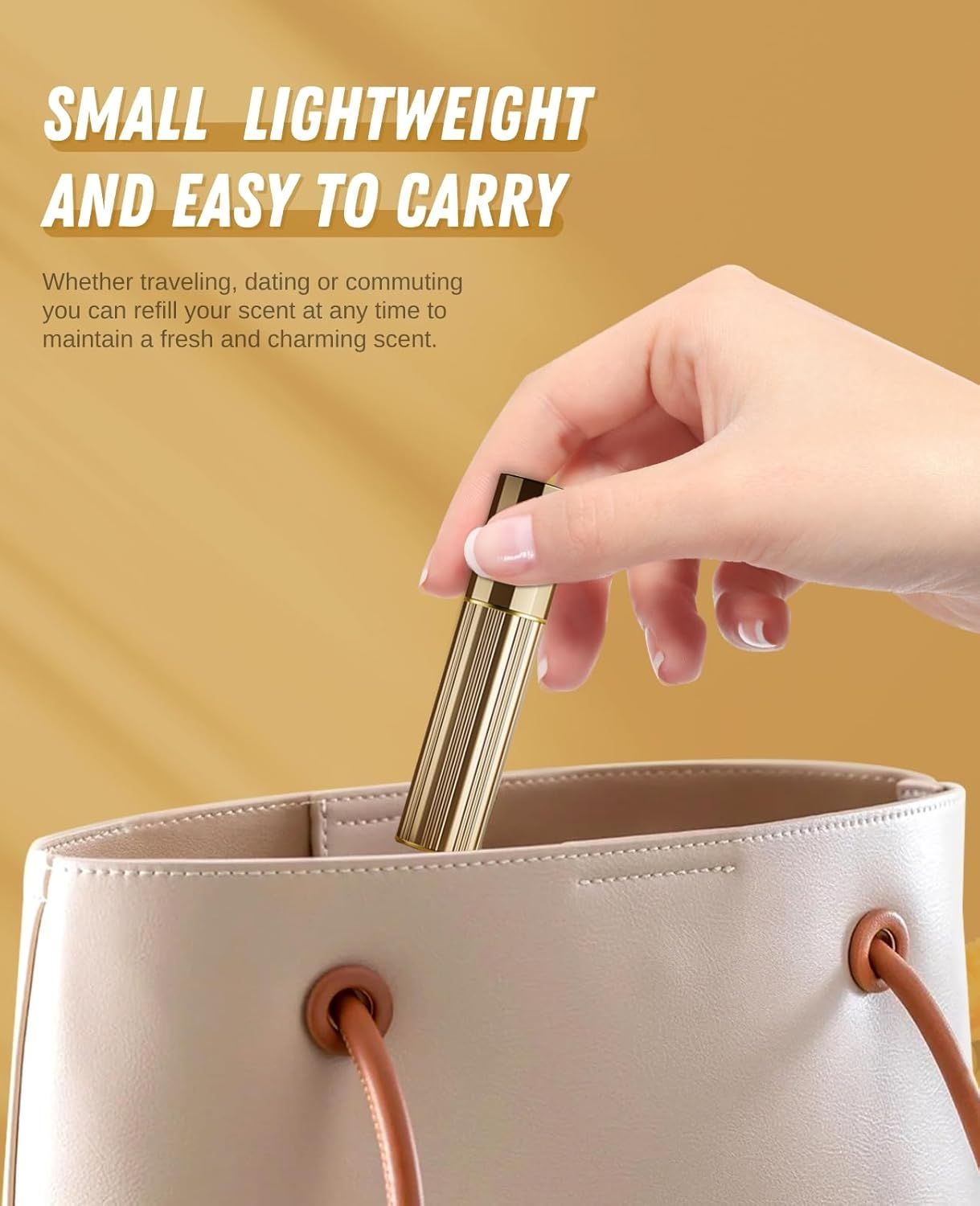 ASADAYS Portable Perfume Atomiser Refillable - 5Ml Empty Travel Spray Bottle, Nano Mist, Bottom Filling Mini Atomizer, Pocket Size Cologne Dispenser for Women and Men (Black & Gold, PA)