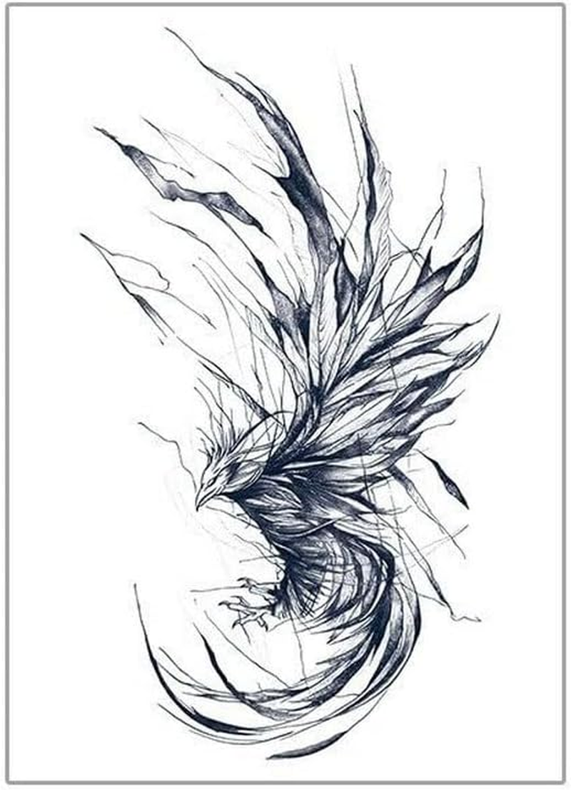 2 PCS Herbal Tattoo Stickers Semi-Permanent Juice Waterproof Juice Arm Dark Phoenix Temporary Tattoo image number 2