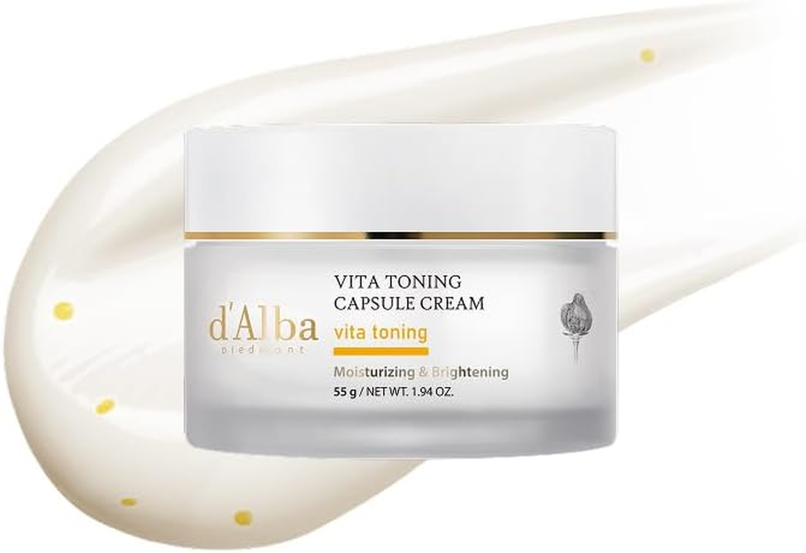 D'Alba Piedmont Vita Toning Capsule Cream, Glass Skin with Vita-Cera Oil Capsules, Deep Hydration Face Moisturizer (55G)