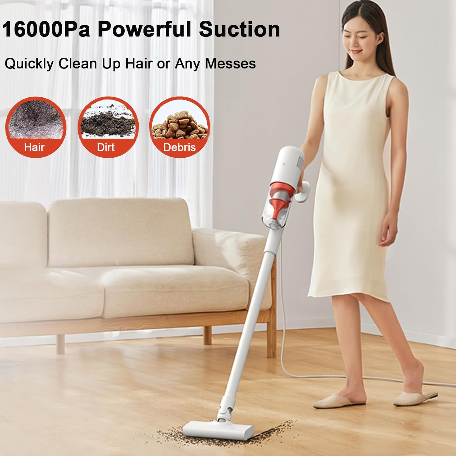 Xiaomi MIJIA Vacuum Cleaner 2, 3-In-1 Stick Vacuum with 16Kpa Powerful Suction, Lightweight Handheld Corded Vacuum Cleaner for Carpet Hard Floor Car Pet Hair Sofa (AU Adapter) image number 3