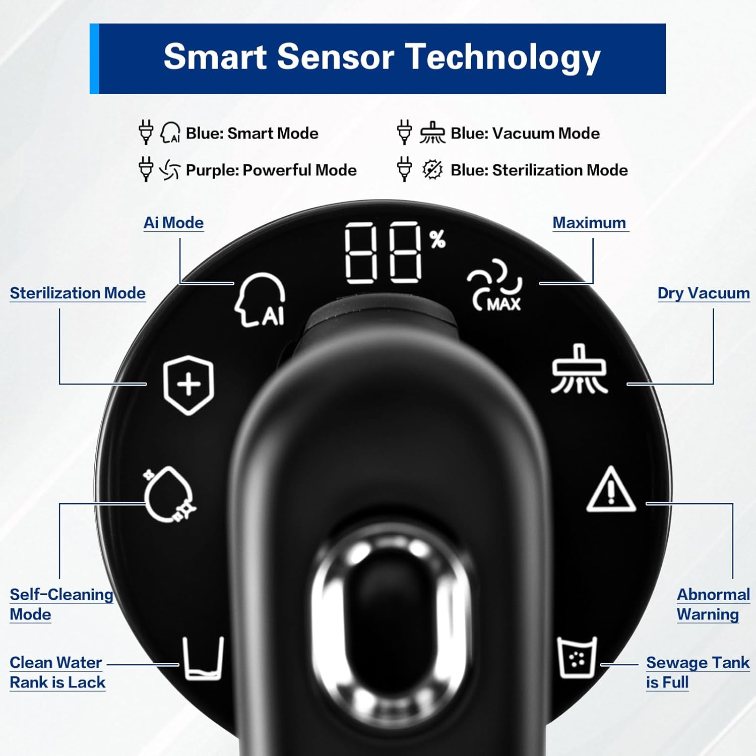 ADVWIN Wet Dry Vacuum Cleaner, 180&deg; Lie-Flat Cordless Smart Vacuum Mop with 70℃ Hot-Air Drying, Self-Cleaning for Hard Floor Sticky Messes and Pet Hair, Lightweight Handheld Vacuum with 2 Batteries image number 2