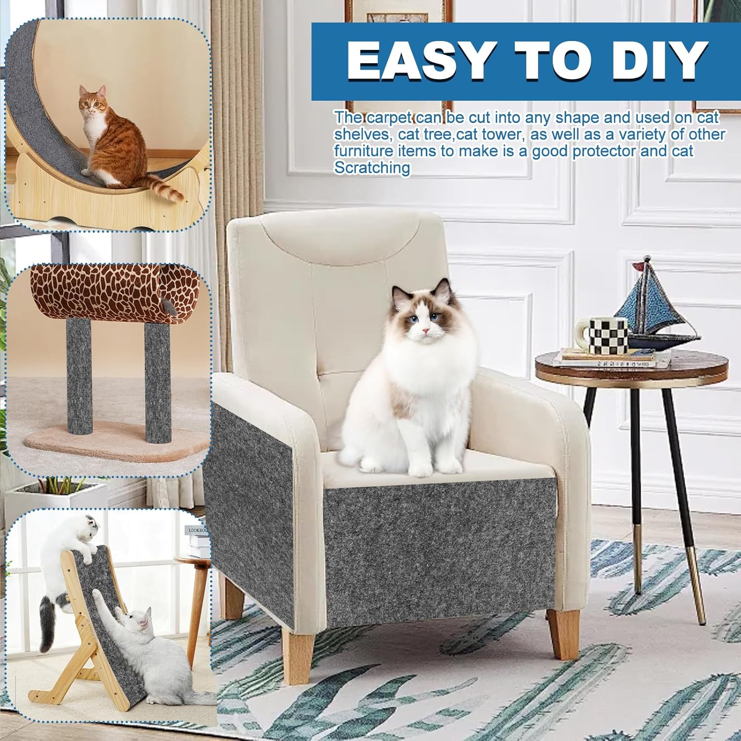 Rainmae 200 Cm X 40 Cm Self-Adhesive Trimmable Cat Scratching Mat, Cat Scratching Board, Cat Scratching Board, Cat Scratching Board, Cat Scratching Board, Cat Scratching Boards image number 3