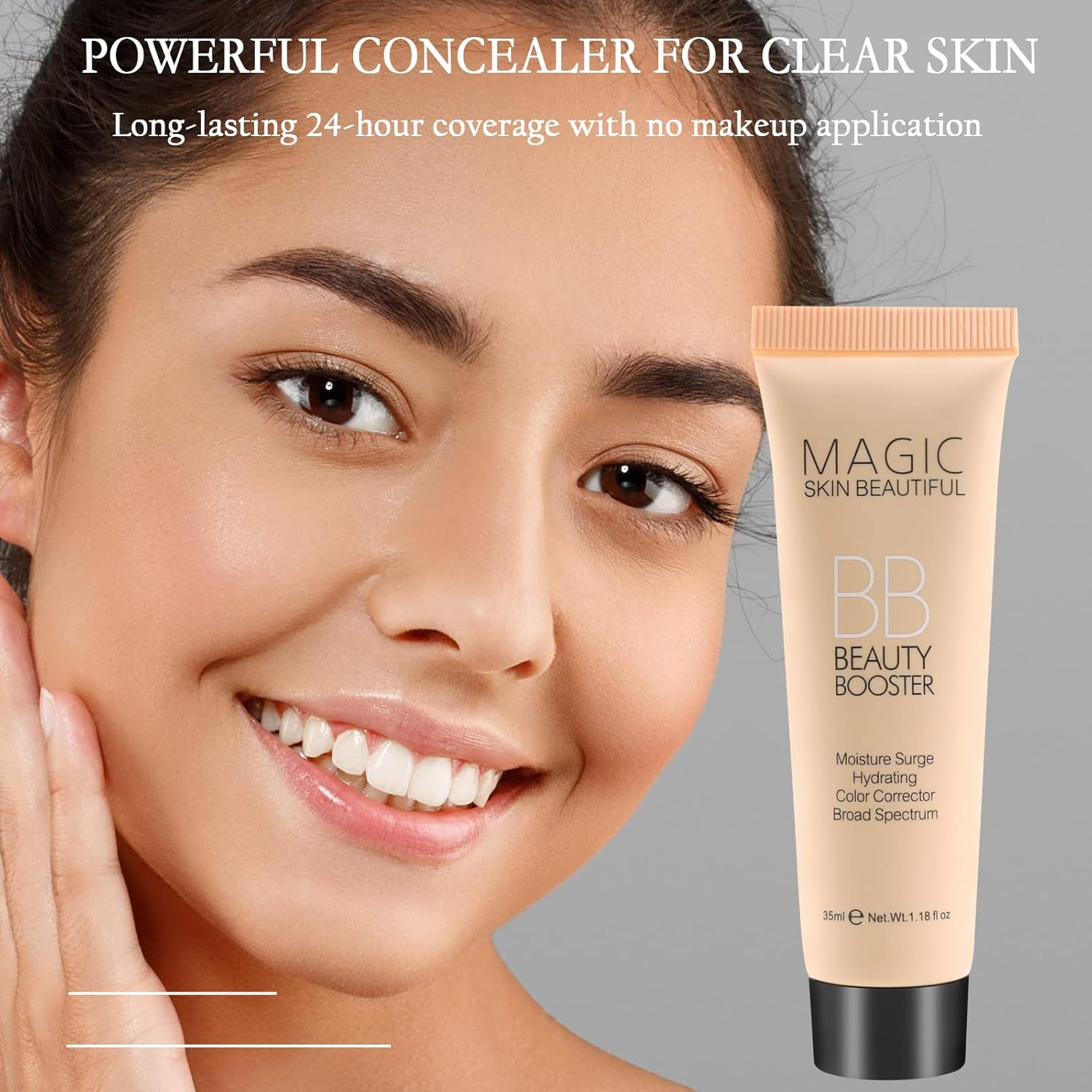 Boobeen Hydrating BB Cream, Full-Coverage Foundation&Concealer, Color Correcting Cream, Tinted Moisturizer BB Cream for All Skin Types - Evens Skin Tone（2 Pcs）