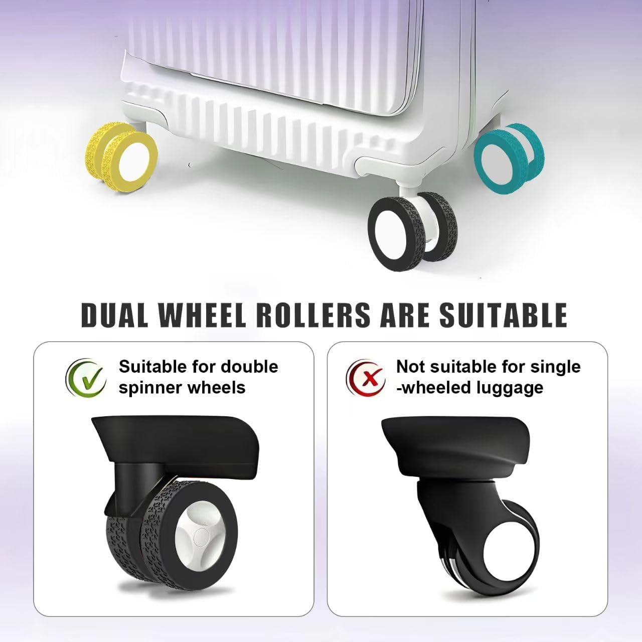 8Pcs Luggage Wheel Covers,Silicone Suitcase Cover for 2-2.4'' Spinner Wheel, Carry on Luggage Wheels Protector,Upgrade Suitcase Wheels Protective,Essential Travel Accessories (Midnight Blue-F) image number 4