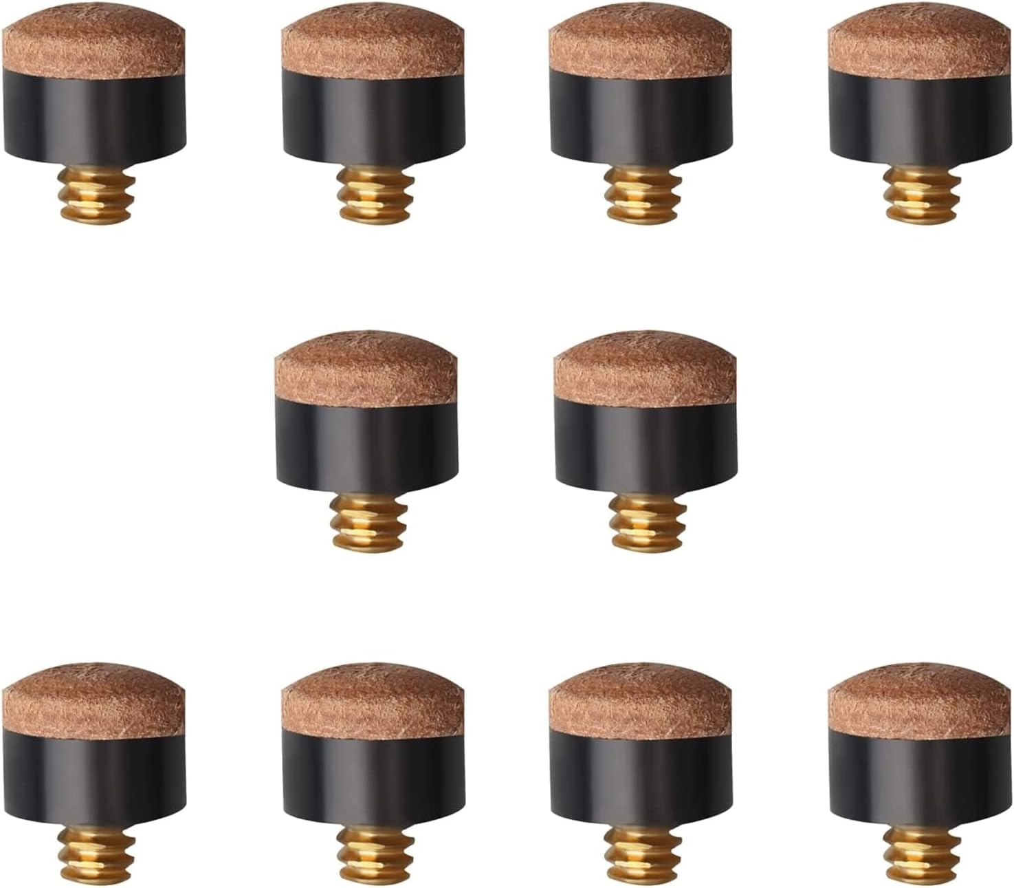 10 Pcs Screw on Tips 10 Mm Replacement Cue Tips for Pool Cues and Snooker， Pool Cue Tips Hard Leather Screw-On Tips for Pool Cues and Snooker(Brown) image number 4