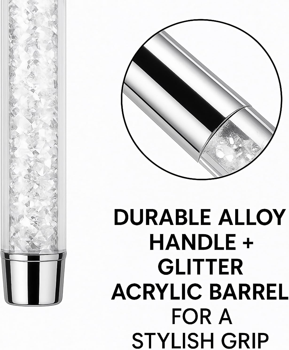 2Pcs Oval & Flat Nail Gel Brush Set &ndash; Acrylic Nail Art Brushes with Rhinestone Handle &ndash; UV Builder Gel Brush for Acrylic Nails, DIY & Salon Use image number 3