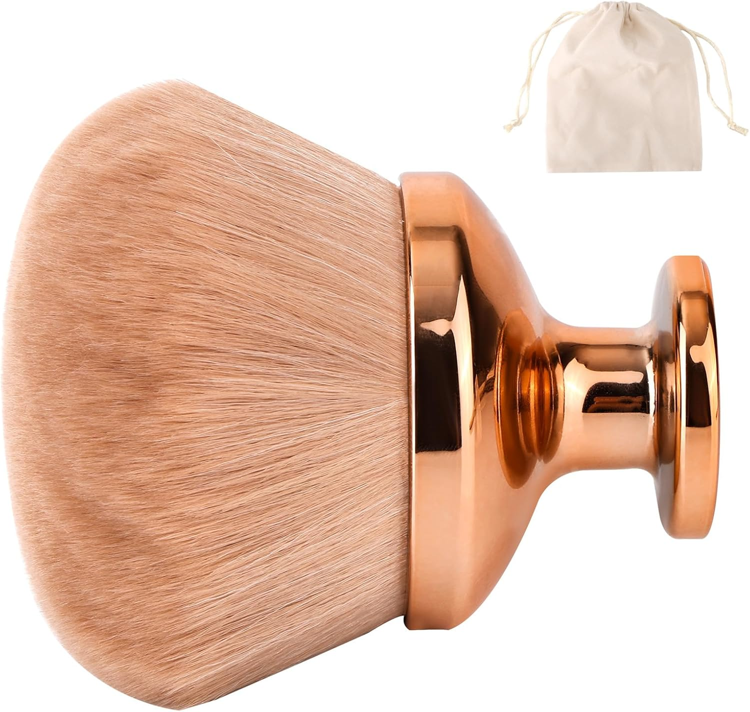 Extra Large Body Makeup Brush for Self Tanner, 3.54 Inch Wide-Headed Oval Brush Bronzers Blend Self Tanning Applicator with Drawstring Bag for Face Neck Back Legs Wet & Dry Use (Gold) image number 6