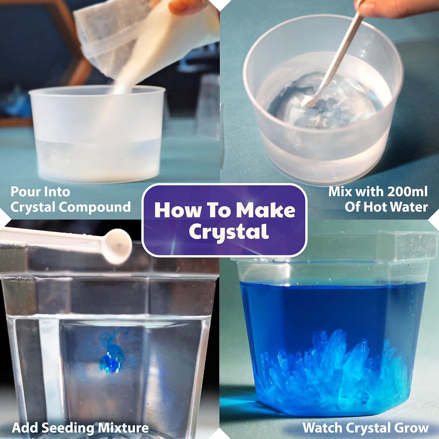 4M Crystal Growing Kit, Conduct 7 Different Crystal Growing Experiments, Inspires Creativity, Stimulates Mental Development image number 2