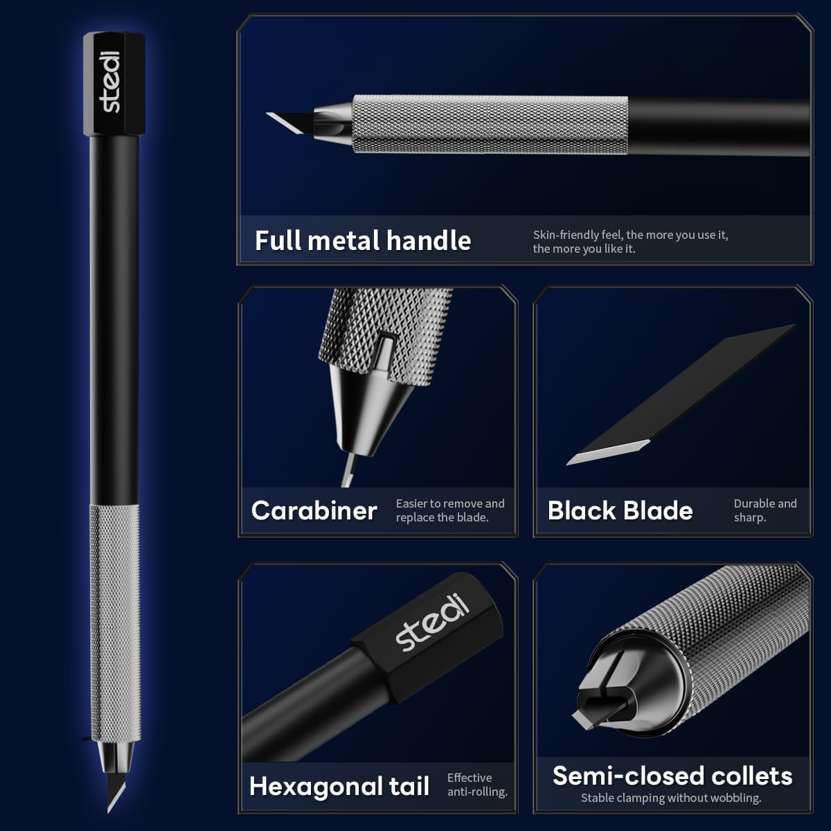 Stedi Craft Hobby Knife Kit, Model Hobby Making Tools, All Metal Precision Craft Knife with 20PCS Blades for Gundam, Scale Military Model, 3D Resin Parts image number 1