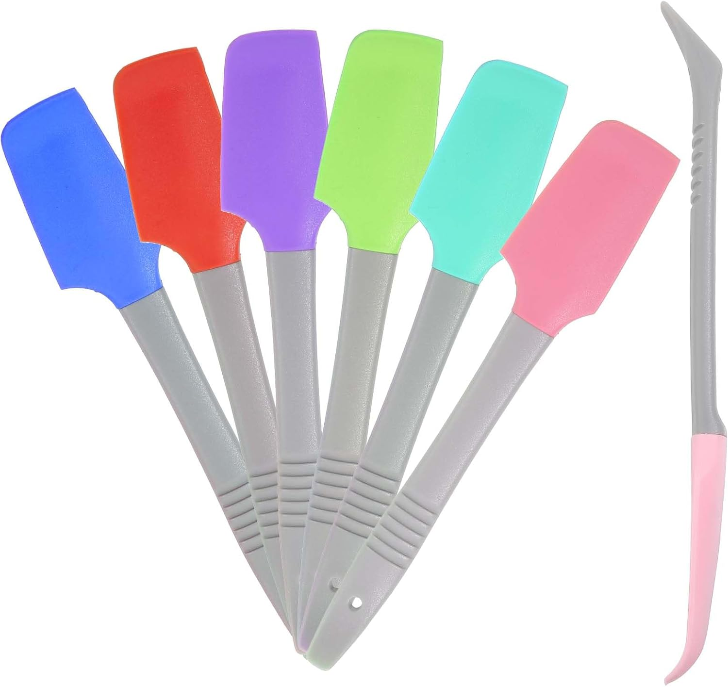 Sibba Silicone Mini Spatula 6 Pcs Curved Small Spatula Kitchen Scraper Spatula Wet Pet Food Can Spatula Rubber Jar Spatula Non-Stick Cooking Utensils for Baking Frosting Mixing 7 IN image number 4