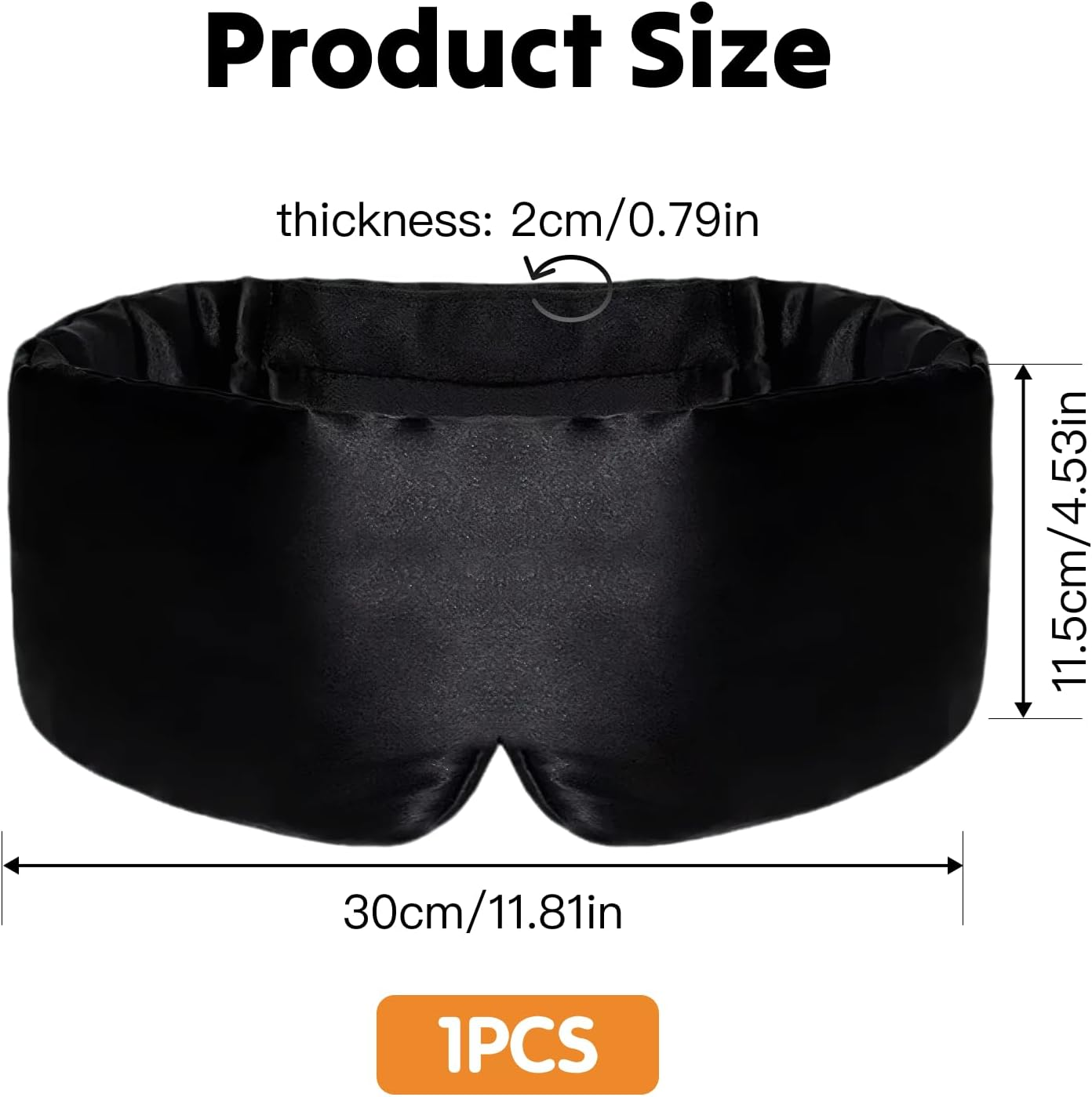 Mulberry Silk Sleep Mask Black Adjustable Hook and Loop Headband, Full Size Large Eye Mask for Total Blackout Men Women, Ideal for All Night Sleep, Travel, Naps Prevents Light Leakage, Comfortable for Side Sleepers