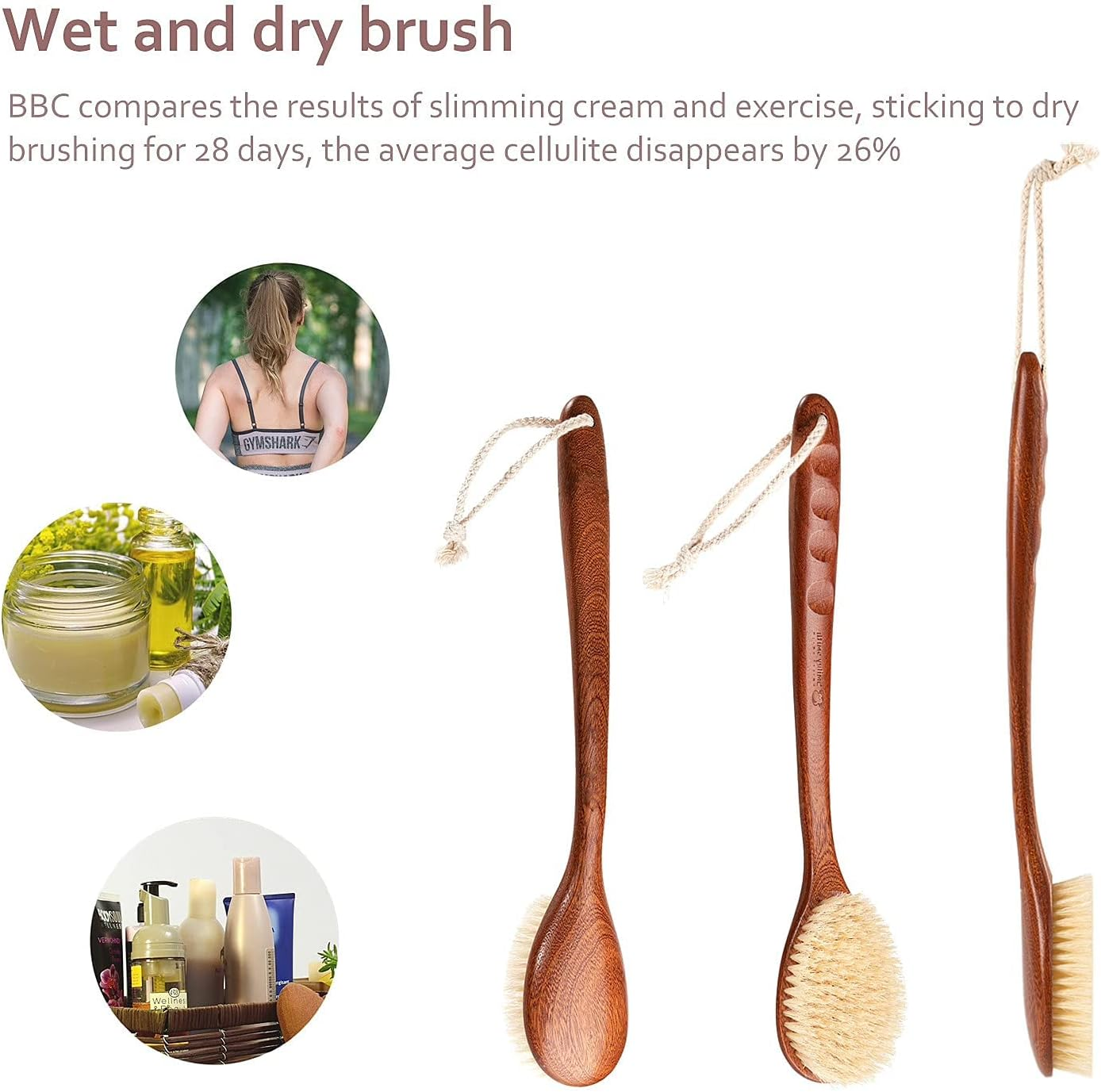 Focused on the Bathing Experience with Dry Brushing Body Brush, Long Wooden Handle with Back Scrubber ,Shower Brush for Exfoliator Skin and Remove Dead Skin Cells,For Advanced Users Dry Body Brush image number 4