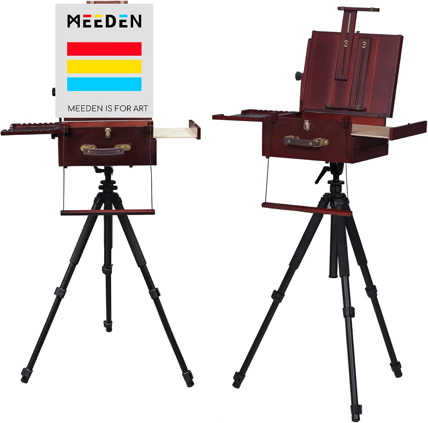MEEDEN Plein Air Easel, Portable Tabletop Easel for Painting, Aluminum Travel Tripod with Nylon Carry Bag, Tripod Easel Stand for Displaying Outdoor