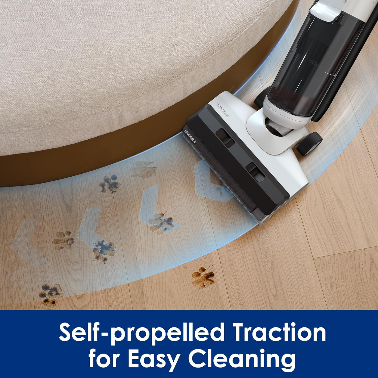 Tineco Ifloor 5 Cordless Wet Dry Vacuum Cleaner, One-Step Cleaning for Hard Floors, Auto Self-Cleaning, Edge Clean, LED Display, Long Runtime