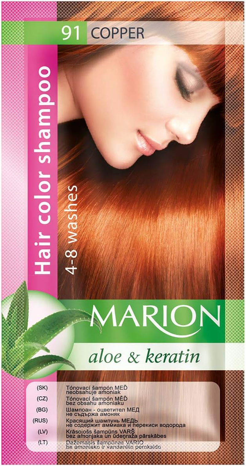 Marion Hair Colour Shampoo in Sachet Lasting 4-8 Washes - 91 - Light Copper