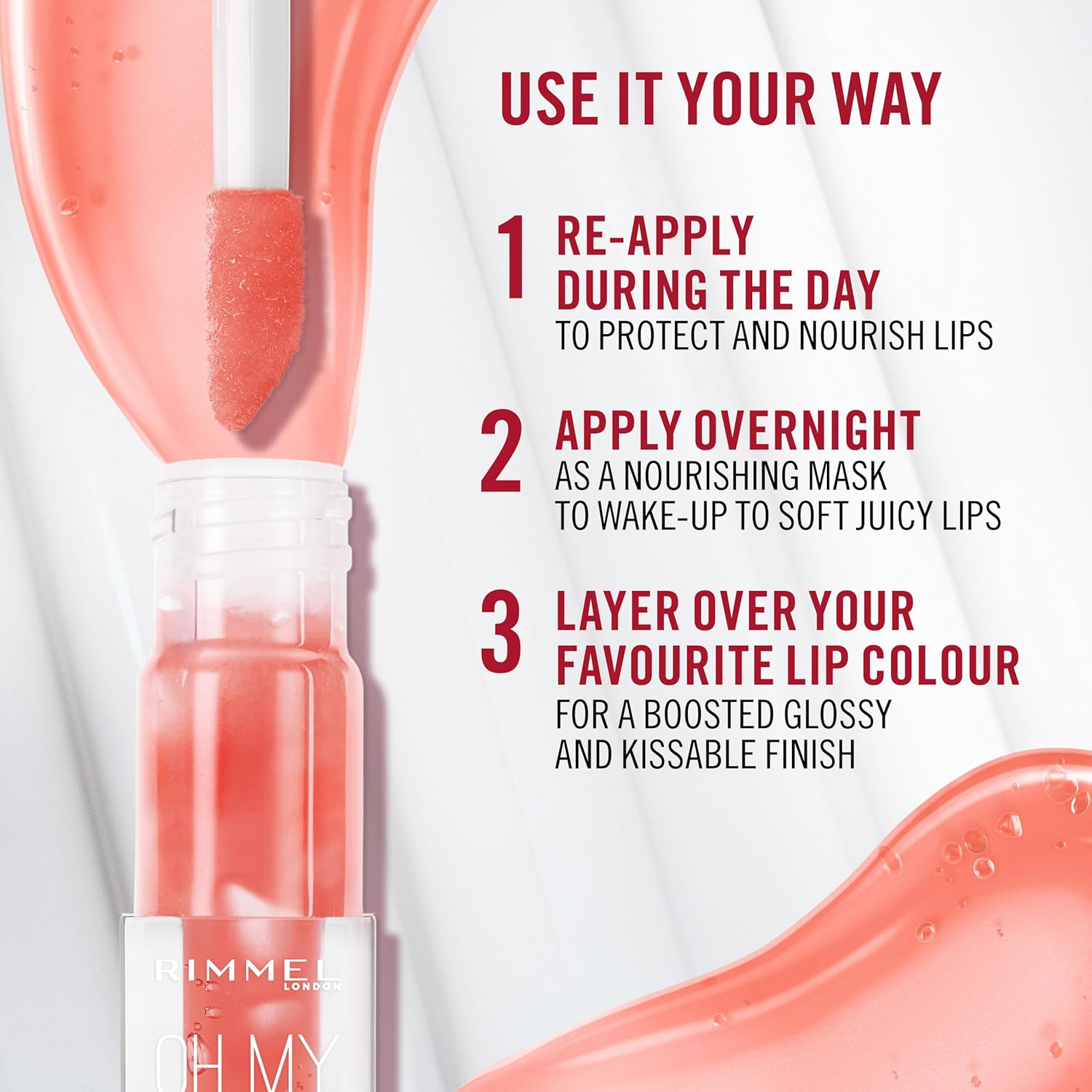 Rimmel London OH MY GLOSS Lip Oil #004 Vivid Red, 4.5 ML image number 2