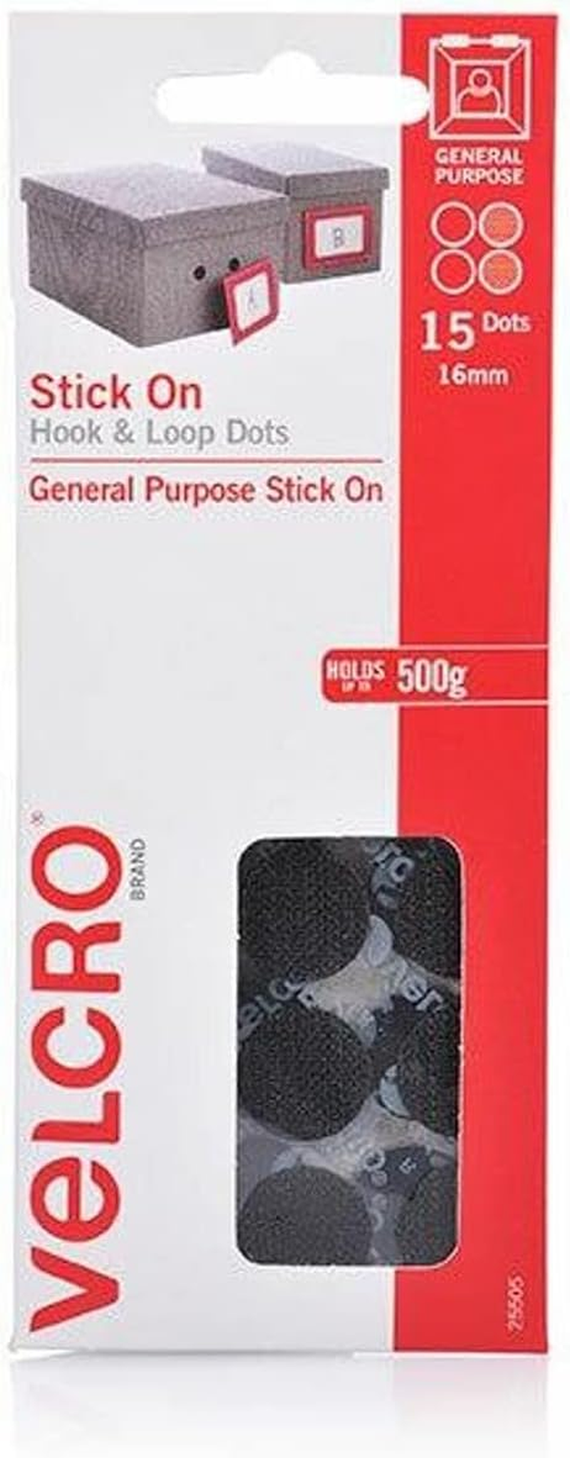 VELCRO Brand Stick on Hook and Loop Fasteners Dots Circles, 16Mm, Pack of 15, Black