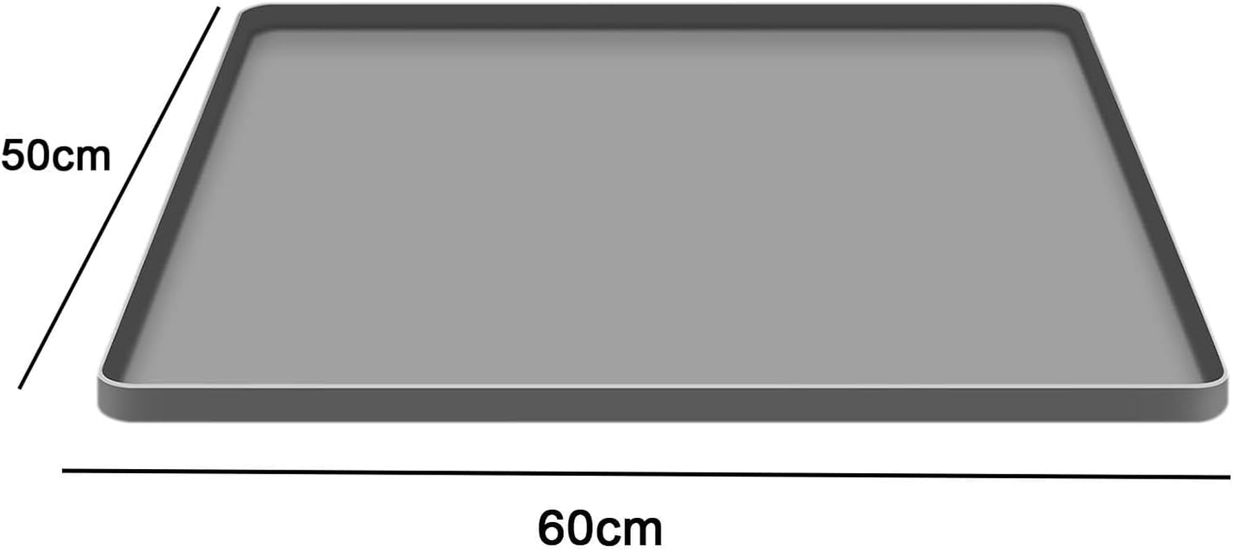 Fonowx Mini Fridge Mat Silicone Drip Tray Freezer Mat Tray Mini Fridge Drip Pan for Laundry, Gray, 60X50Cm - Black image number 2