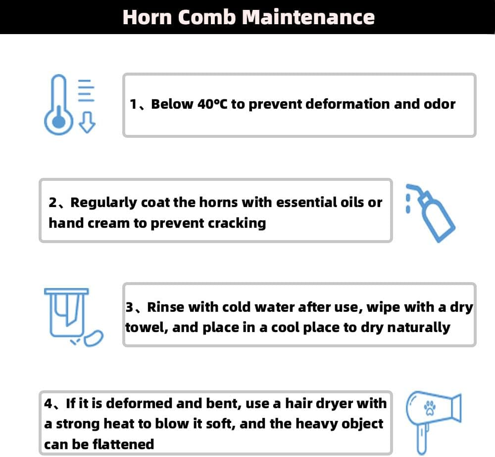 TOP SEWING Carved Horn Bone Comb for Relaxing Head 8.5" Scalp Massage Comb B