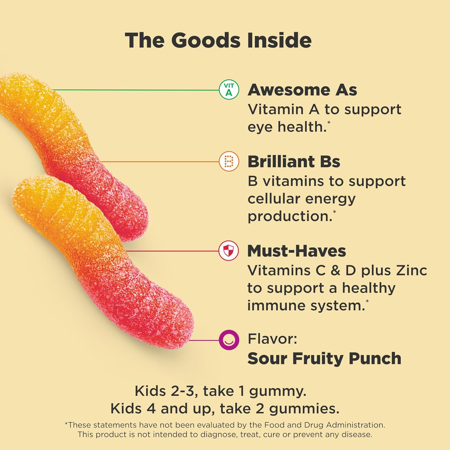 OLLY Kids Multivitamin Gummy Worms, Overall Health and Immune Support, Vitamins and Minerals A, C, D, E, Bs and Zinc, Chewable Supplement, Sour Fruit Punch, 45 Day Supply (70 Count) image number 5