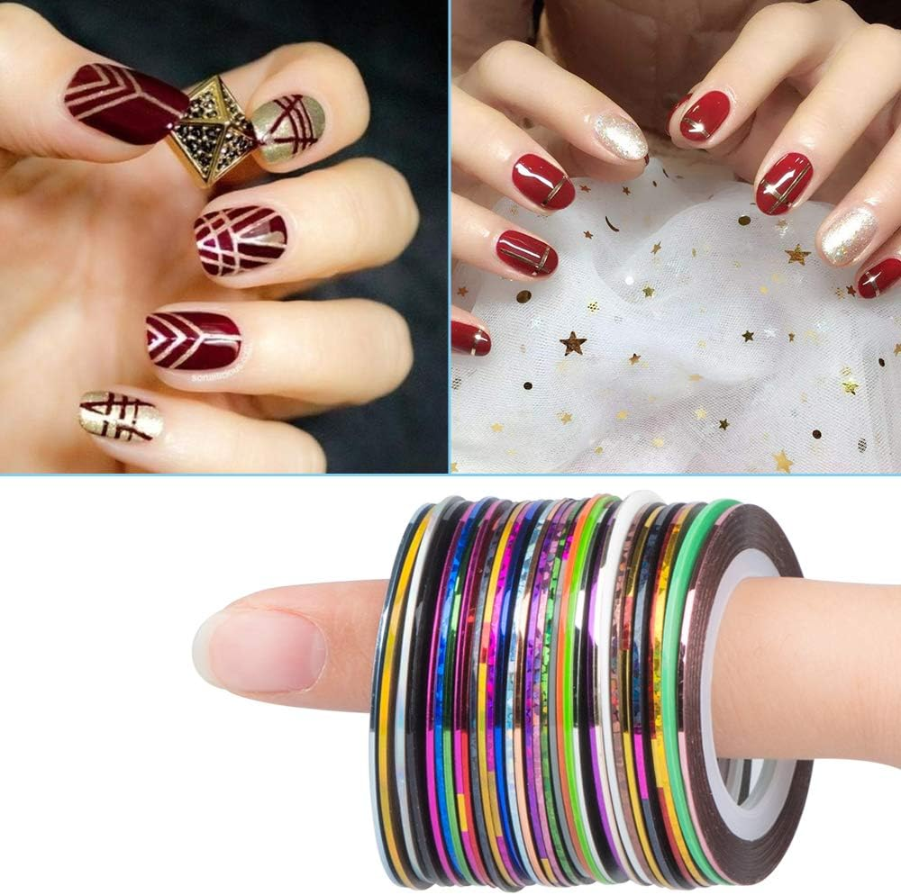 Nail Art Design Tool Set,Sonku 50 Pcs Nail Design Tools with Nail Art Brushes,Nail Dotting Tool,Nail Striping Tapes image number 1