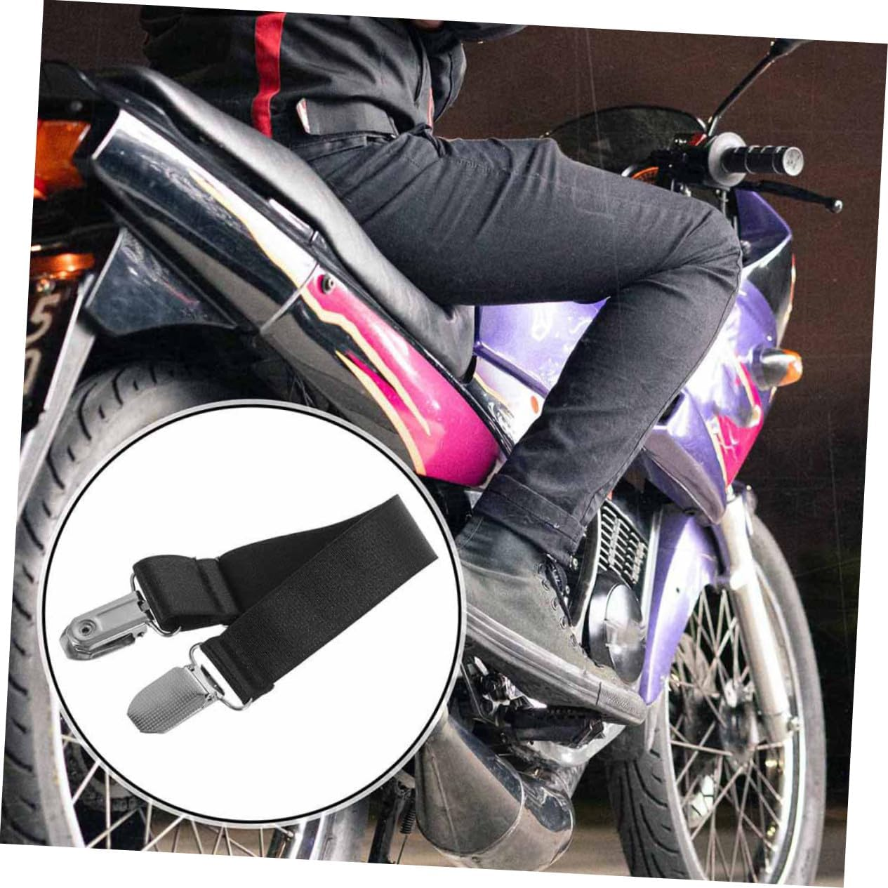 5Pcs Adjustable Elastic Boot Straps for Cycling and Motorcycle Riding Black Anti-Slip Pant Leg Clips Lightweight Multi-Purpose Ankle Straps for Women and Men Secure Fit for Outdoor