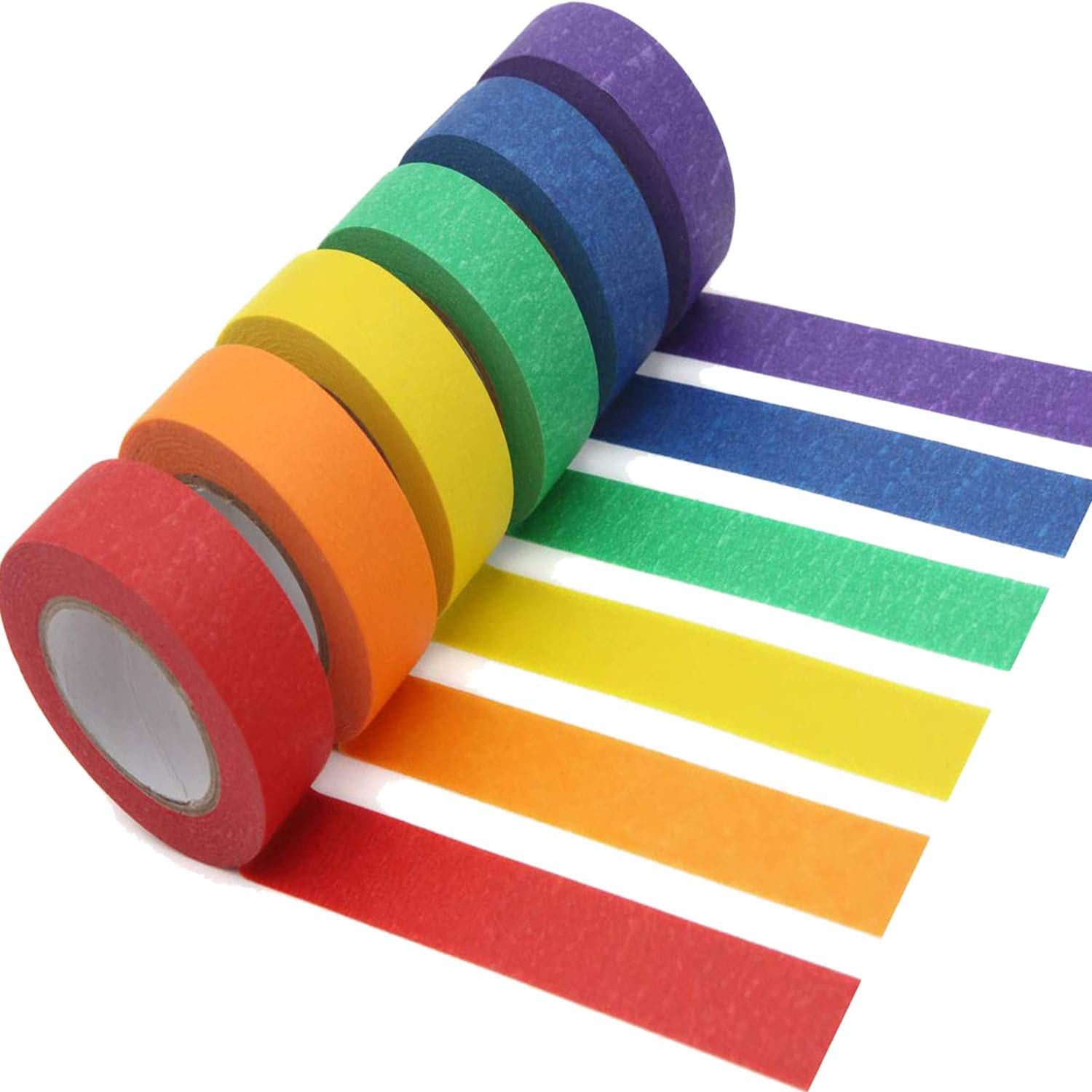 AUTENS Colored Masking Tape 6 Pack 1 Inch X 13 Yards (2.4Cm X 12M) Colorful Paper DIY Decorative Stickers Tape Fun Rainbow Masking Tapes for School, Office, Home, Arts & Crafts, Labeling, Coding image number 6