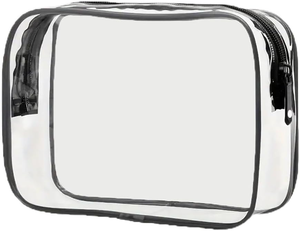 Nayiissi Clear Cosmetic Makeup Bag with Large Opening, Plastic PVC Zippered Travel Accessories Pouch Toiletry Bags for Women Men (Black), Black, with Clear Color, Everything Is Clear at a Glance image number 1